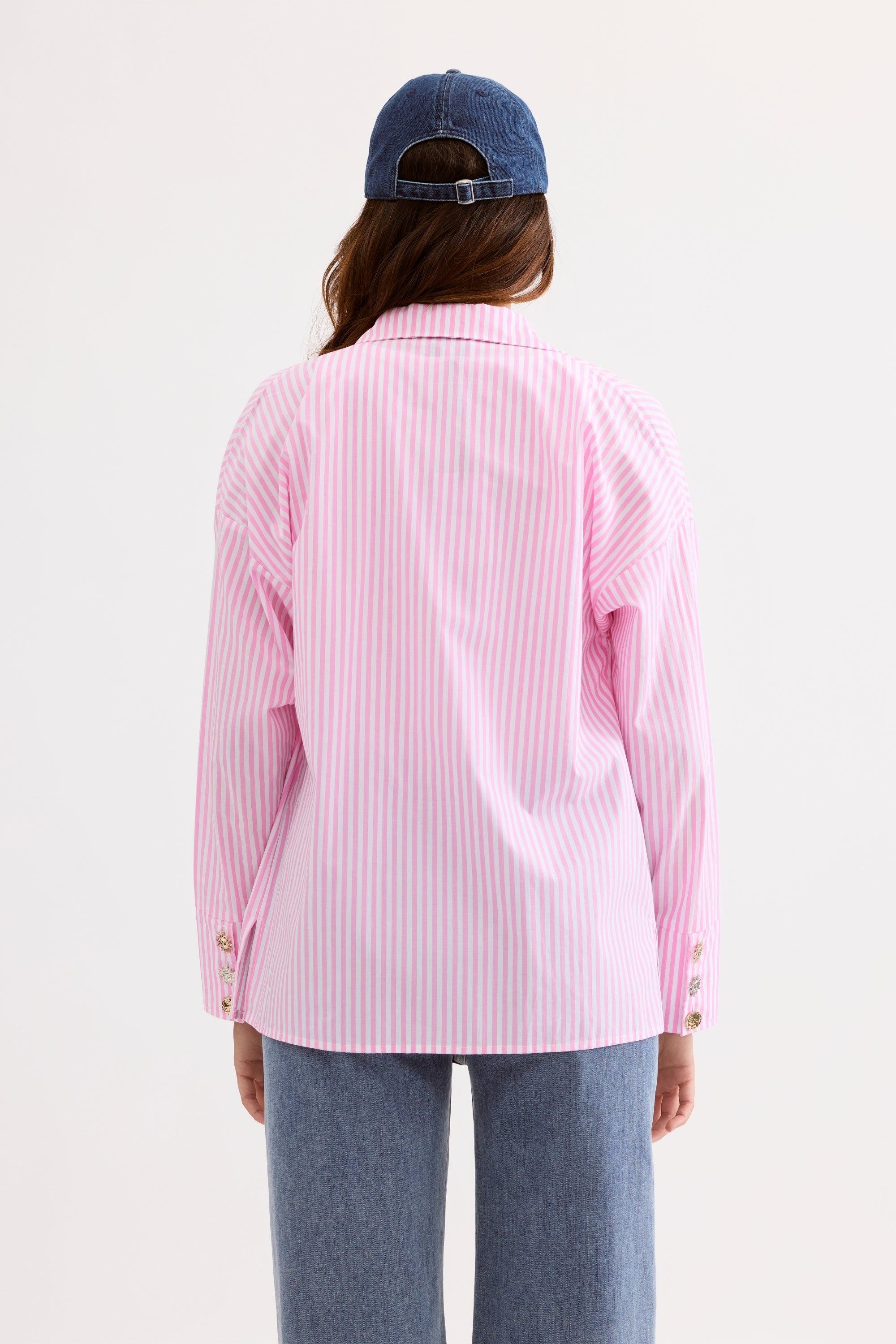 Chemise femme rayée élégante rose