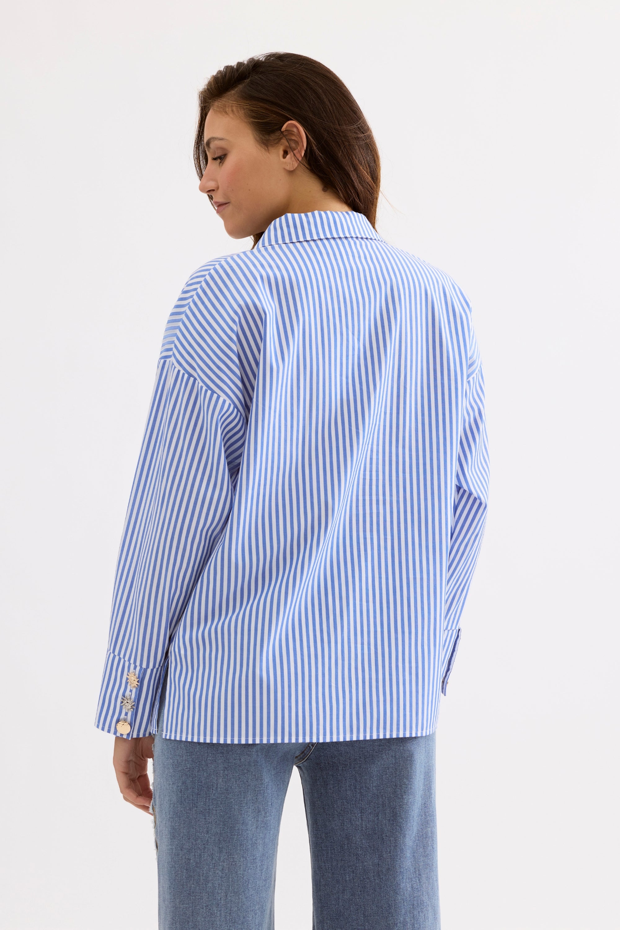 Chemise femme rayée élégante bleue