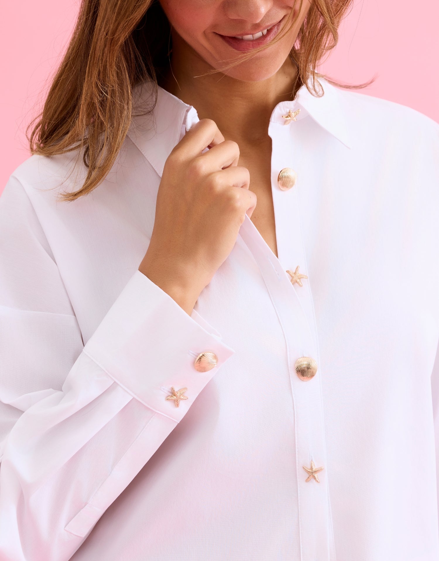 Chemise fluide à boutons bijou blanche