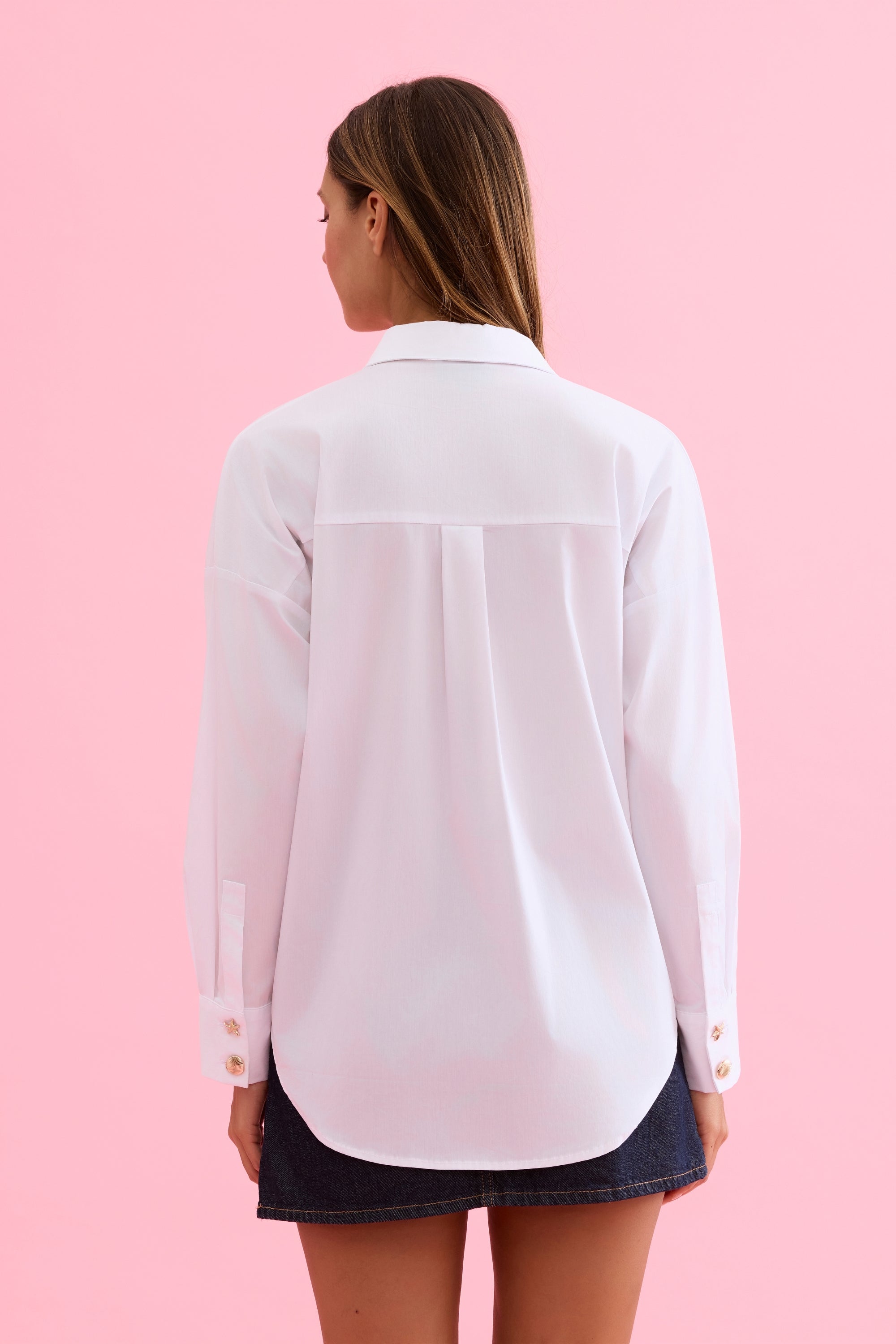 Chemise fluide à boutons bijou blanche