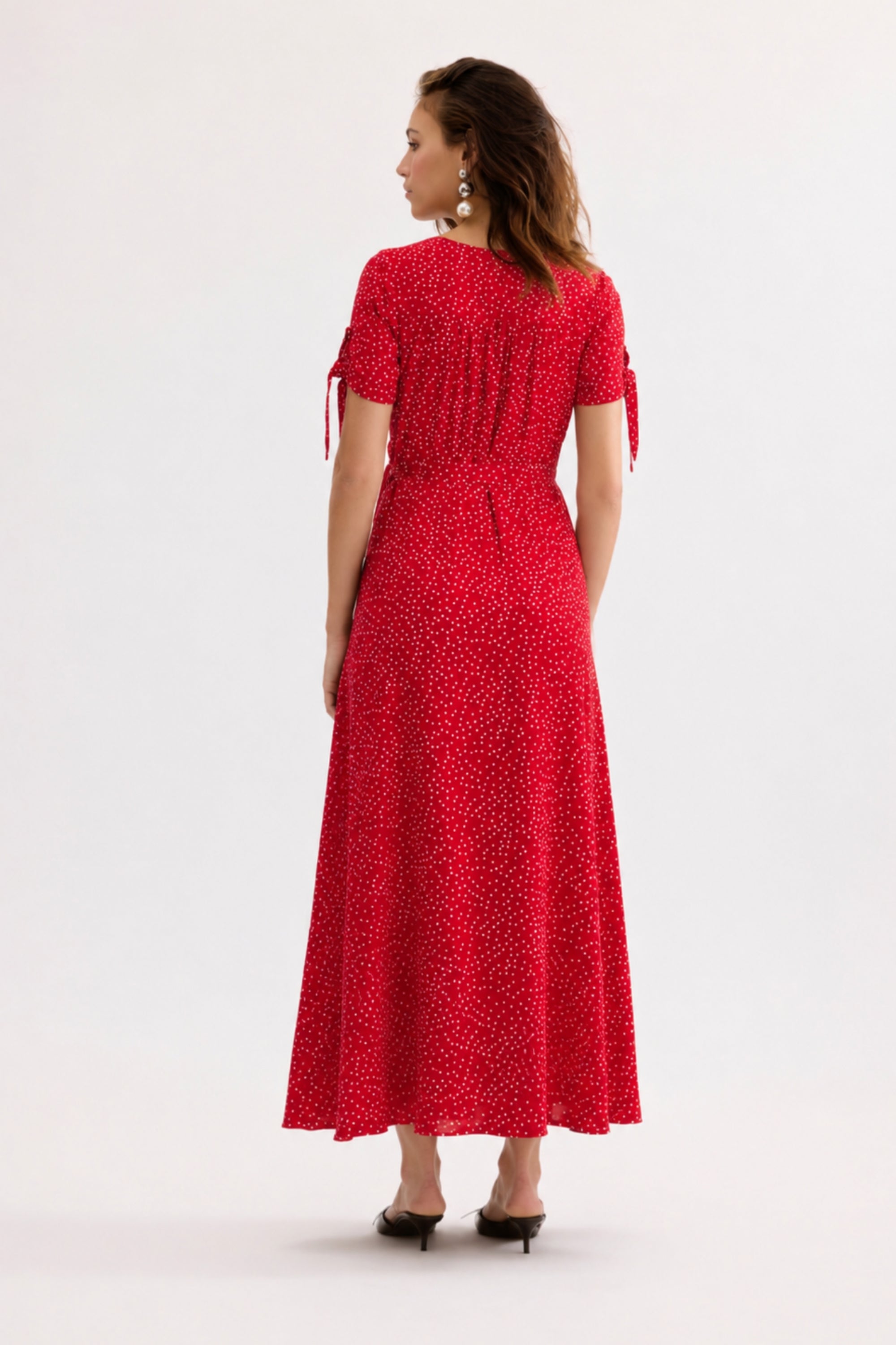 Robe portefeuille à pois rouge