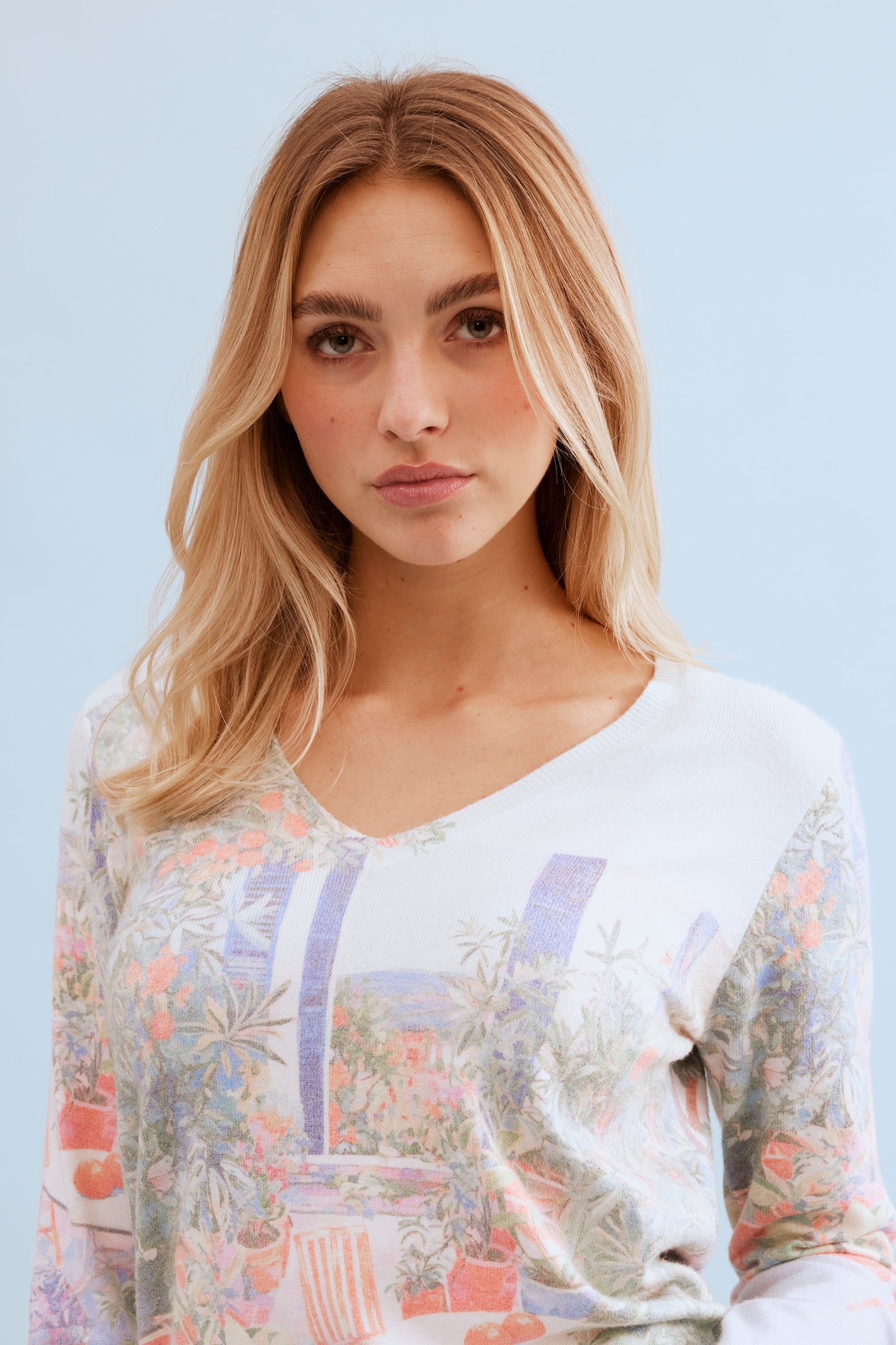 Pull imprimé paysage artistique