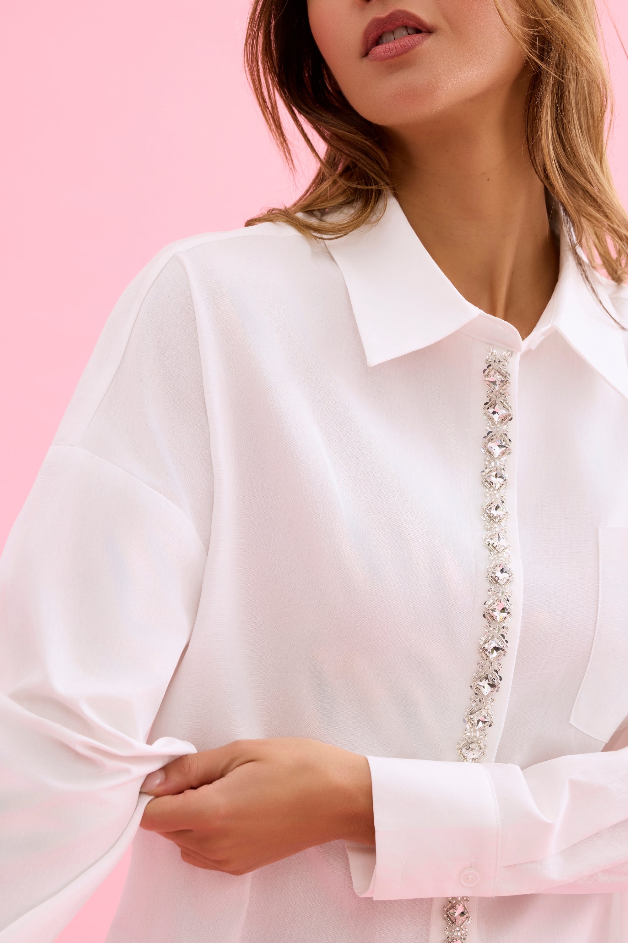 Chemise blanche détails strass