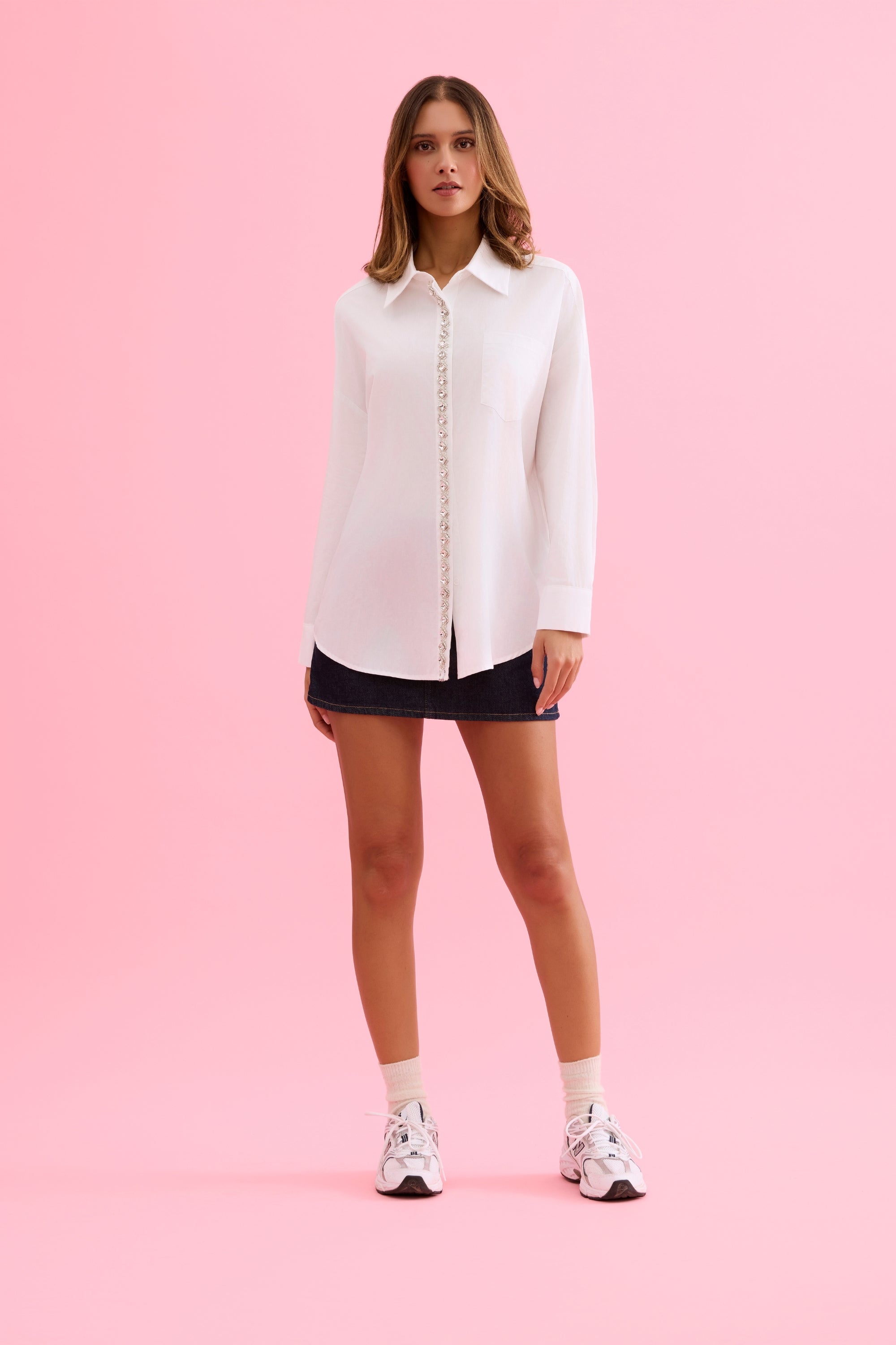 Chemise blanche détails strass