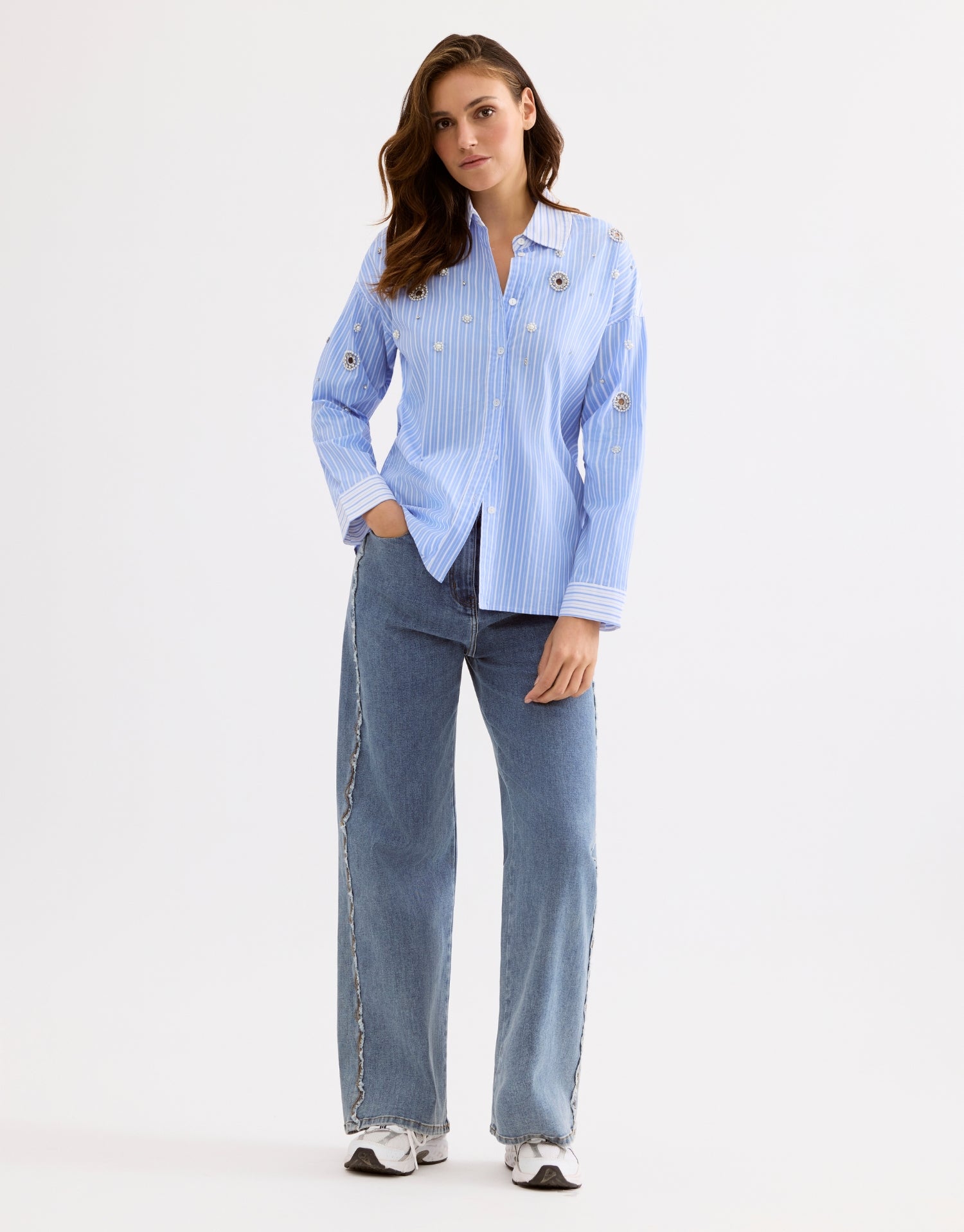 Chemise rayée bleue