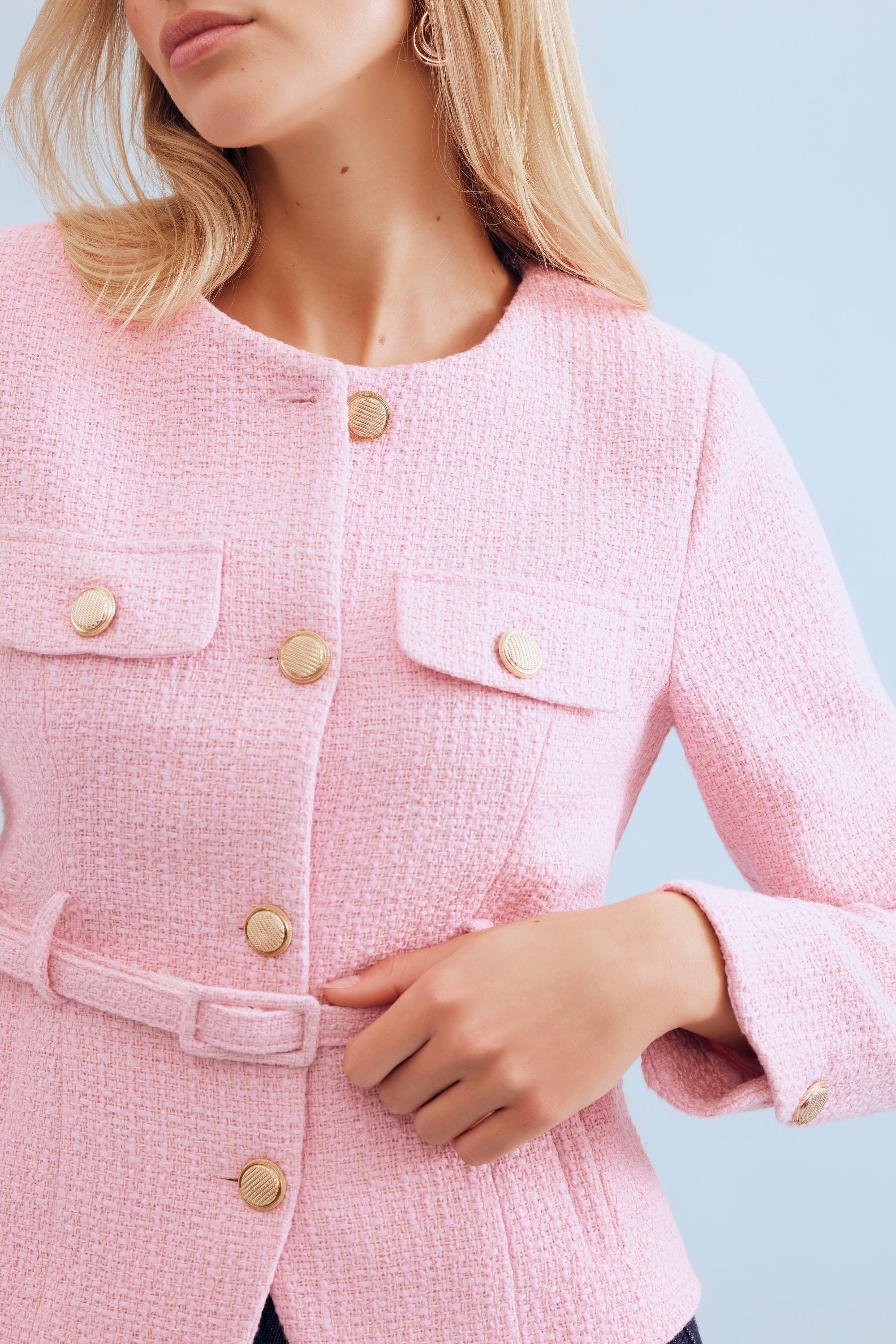 Veste élégante ceinturée rose