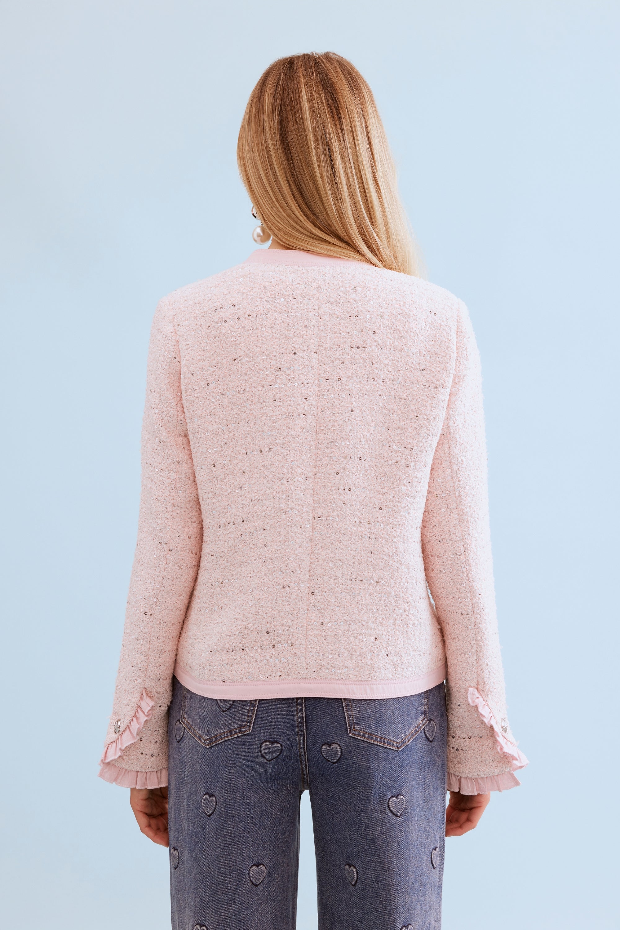 Veste texturée élégante rose