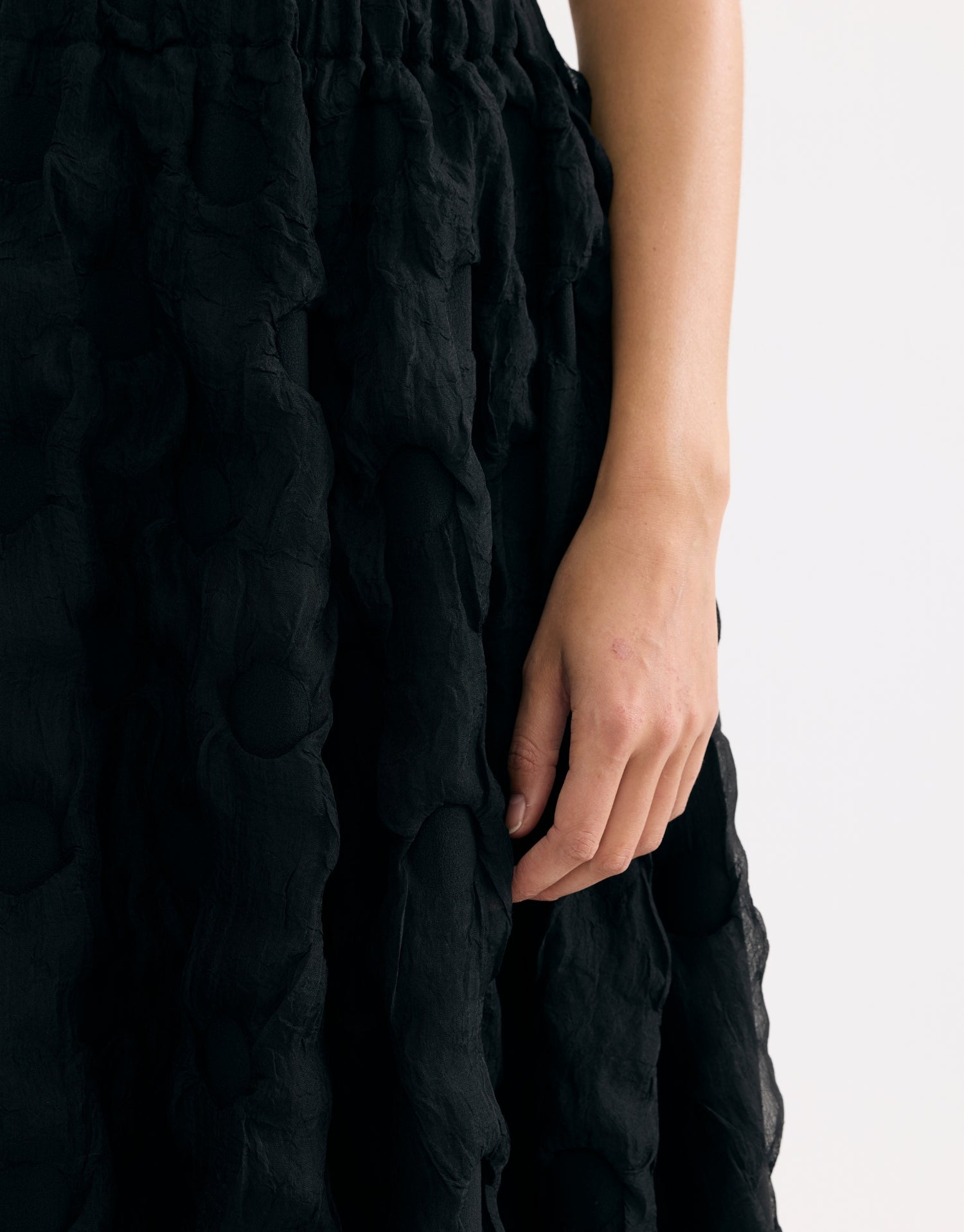 Jupe midi texturée noire