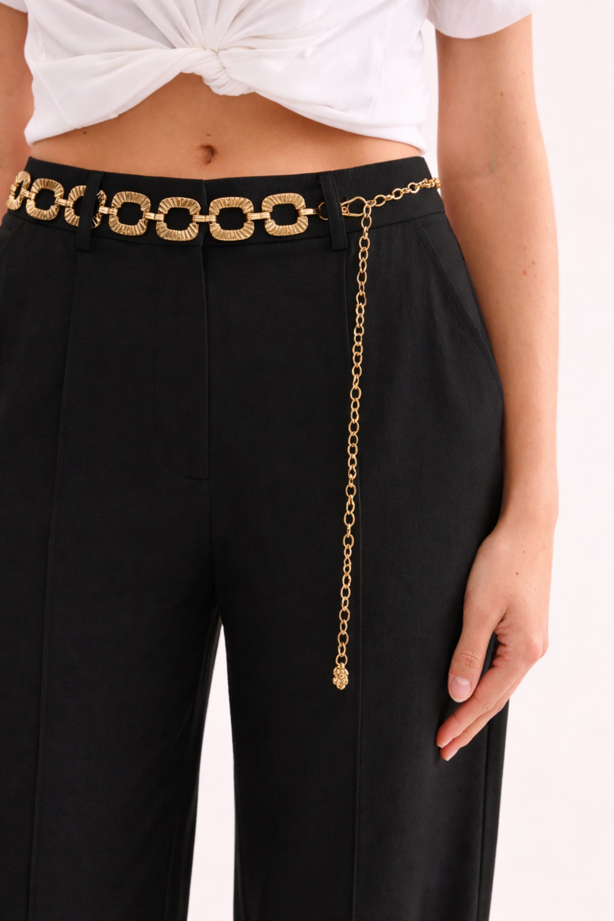 Pantalon large taille haute noir