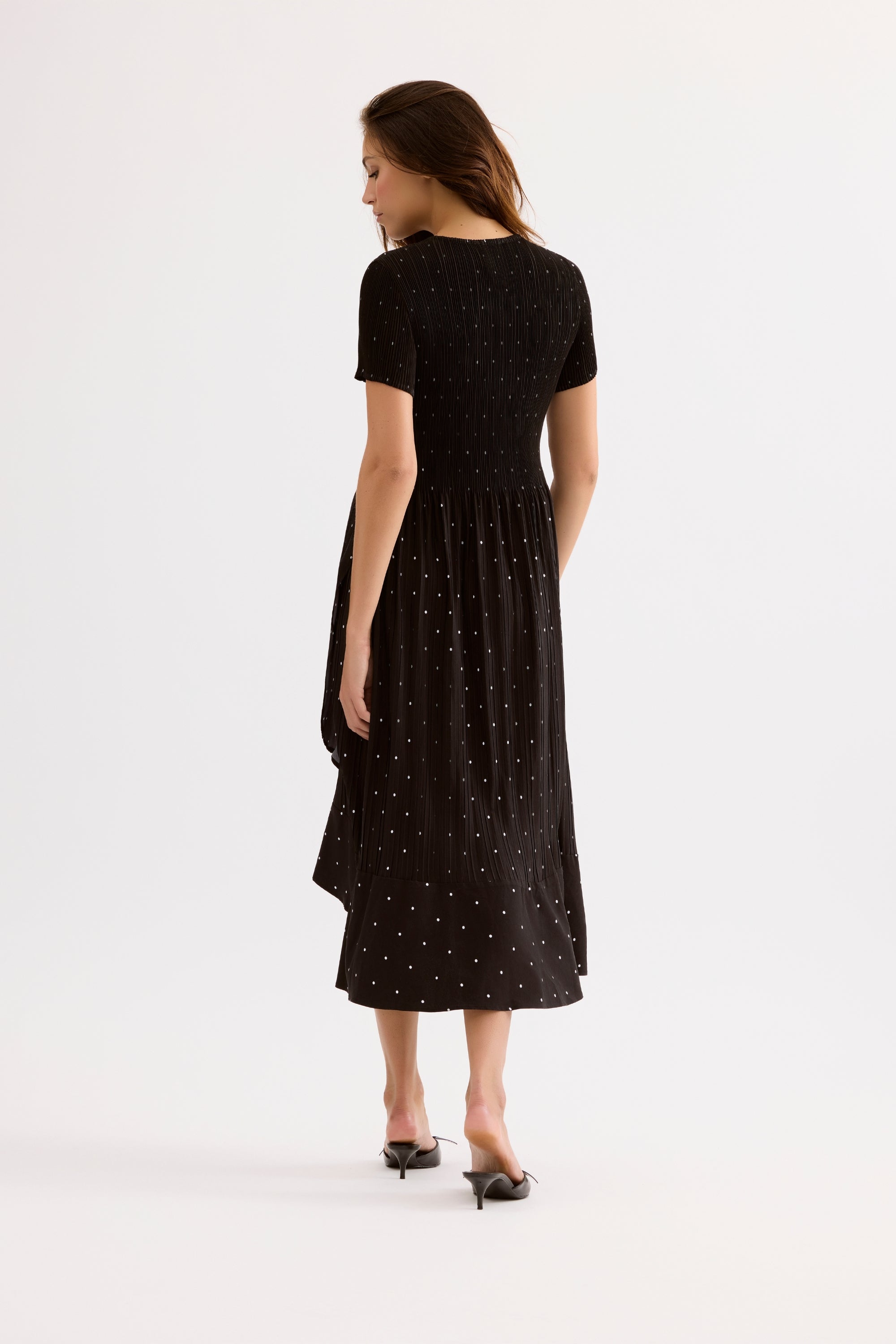 Robe midi fluide à pois