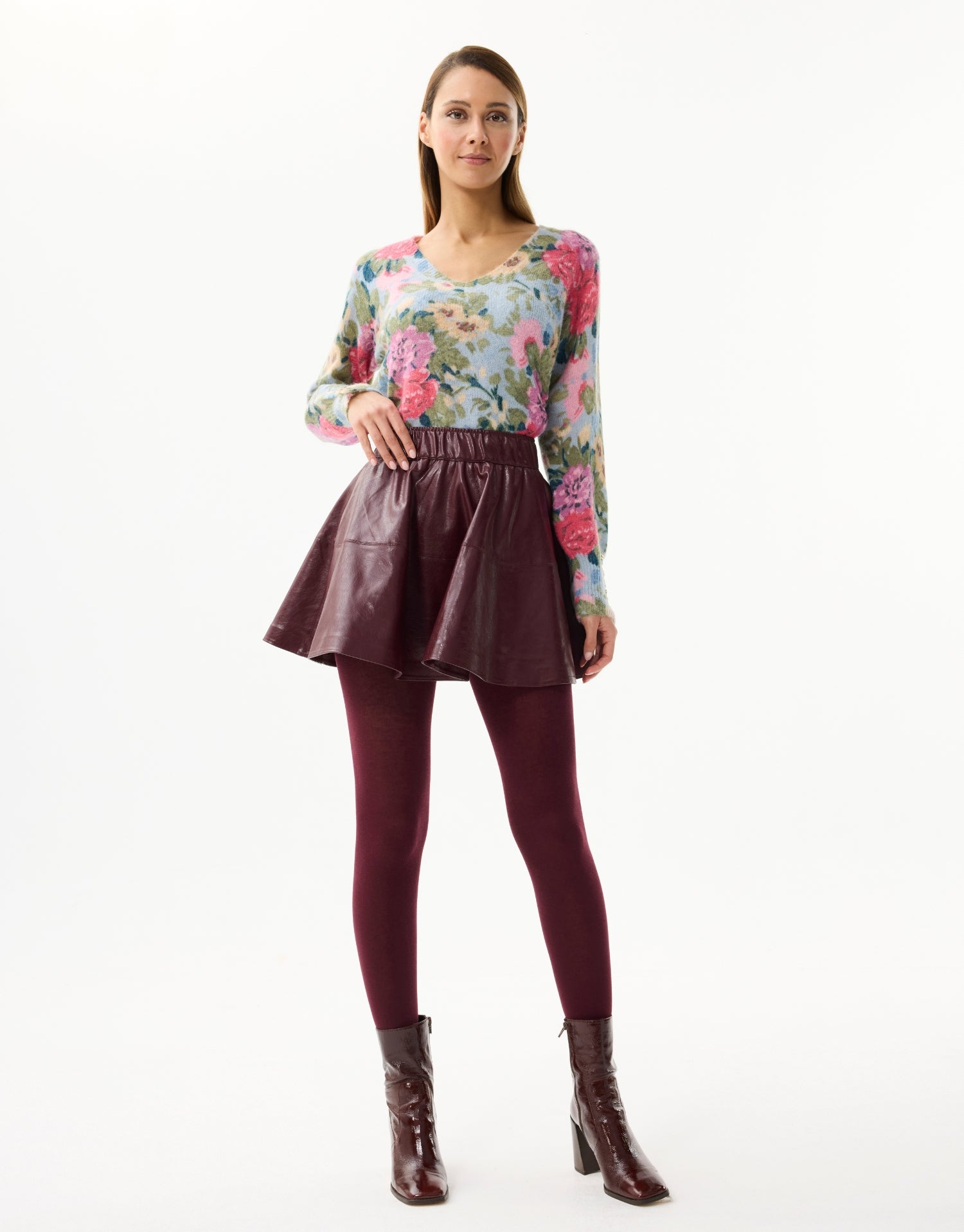 Pullover mit pastellfarbenem Blumenmuster