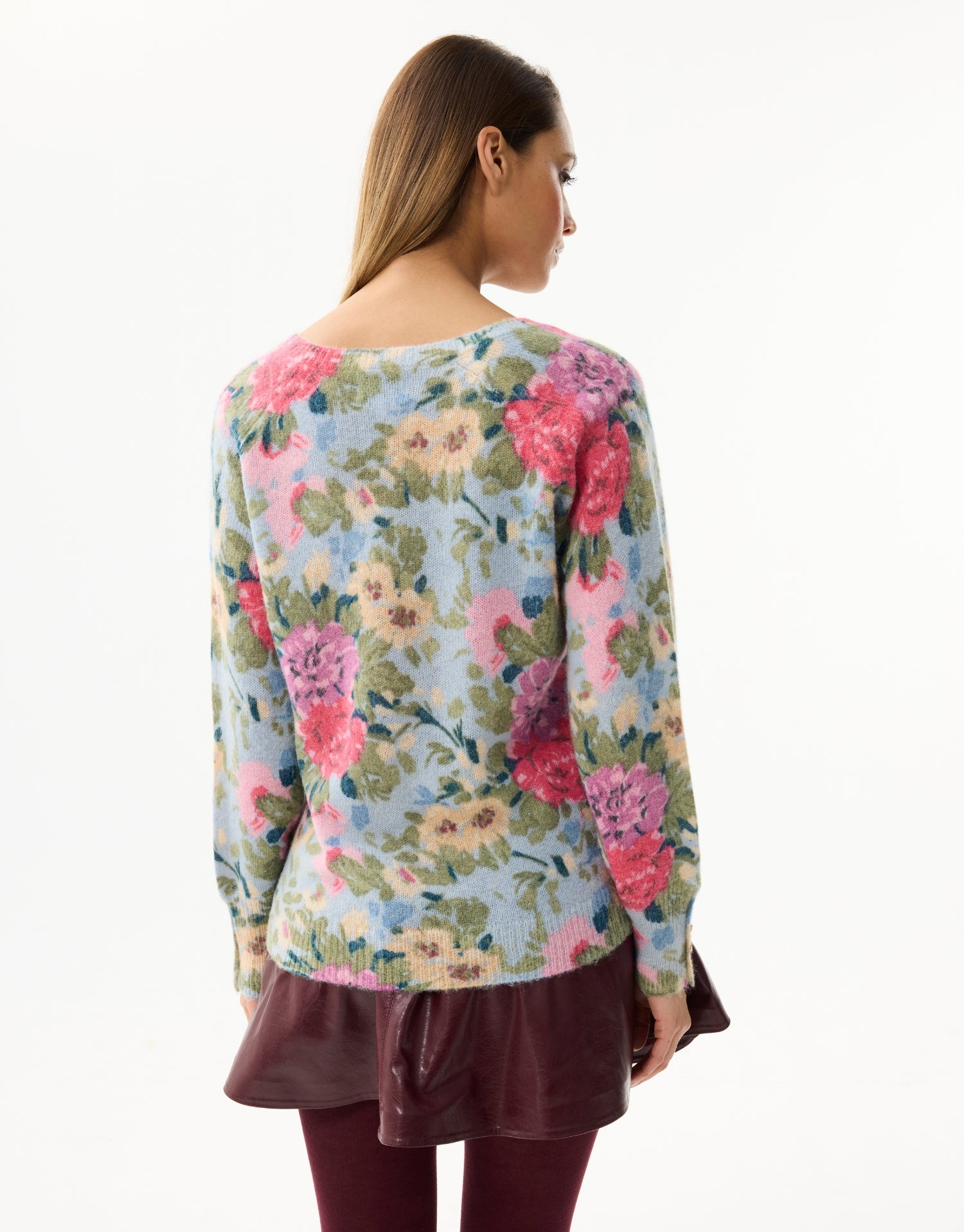 Pullover mit pastellfarbenem Blumenmuster