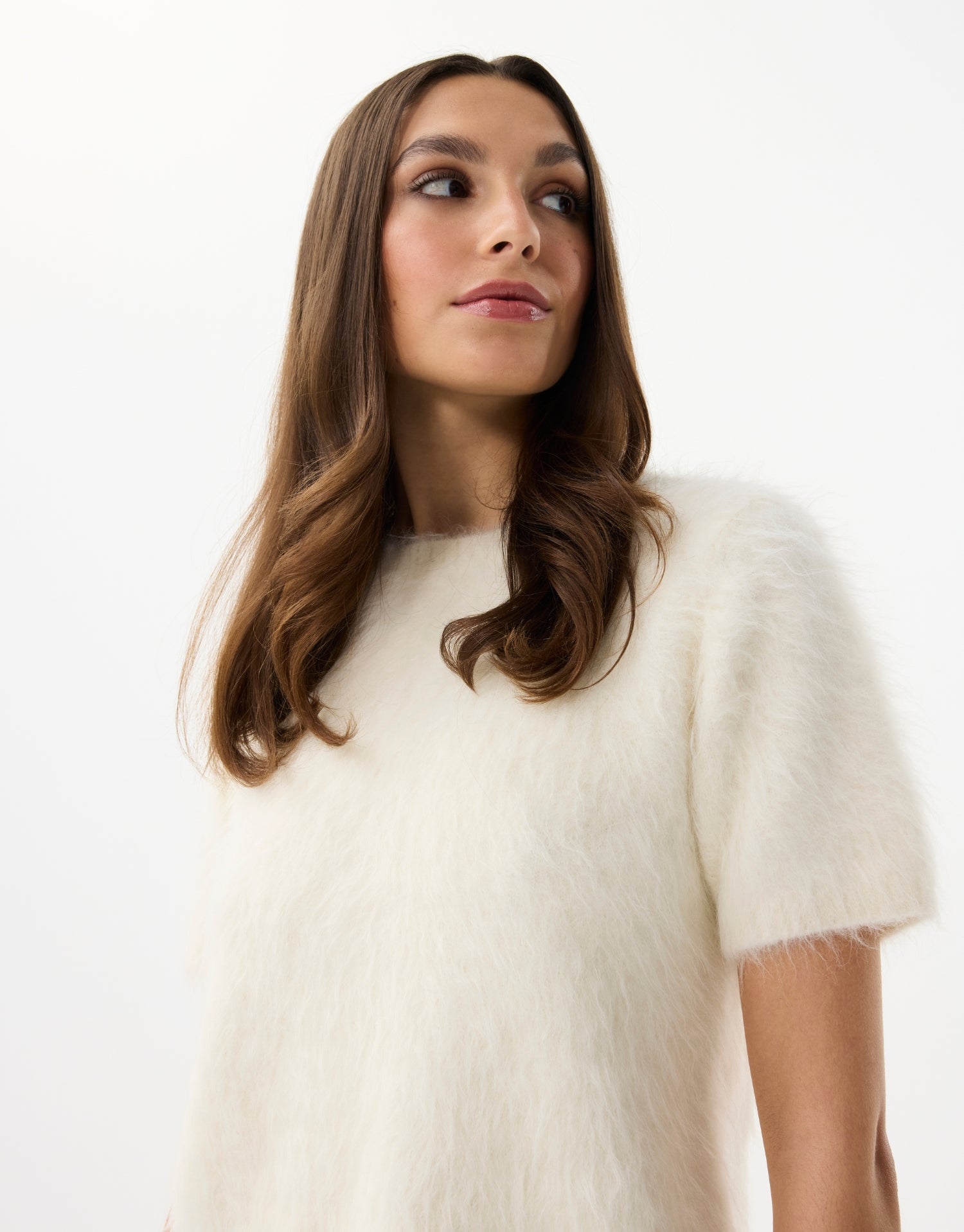 Alpaca trui met korte mouwen écru