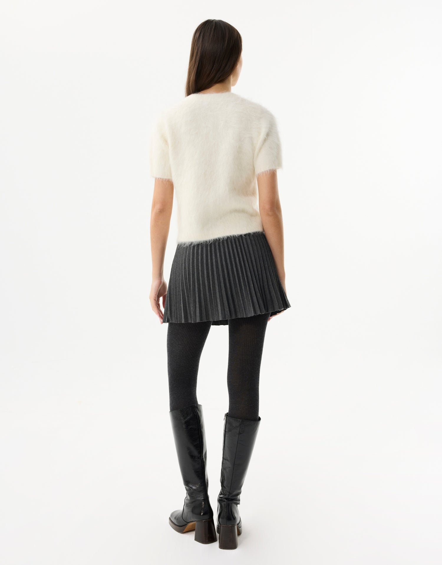 Pull en alpaga manches courtes écru