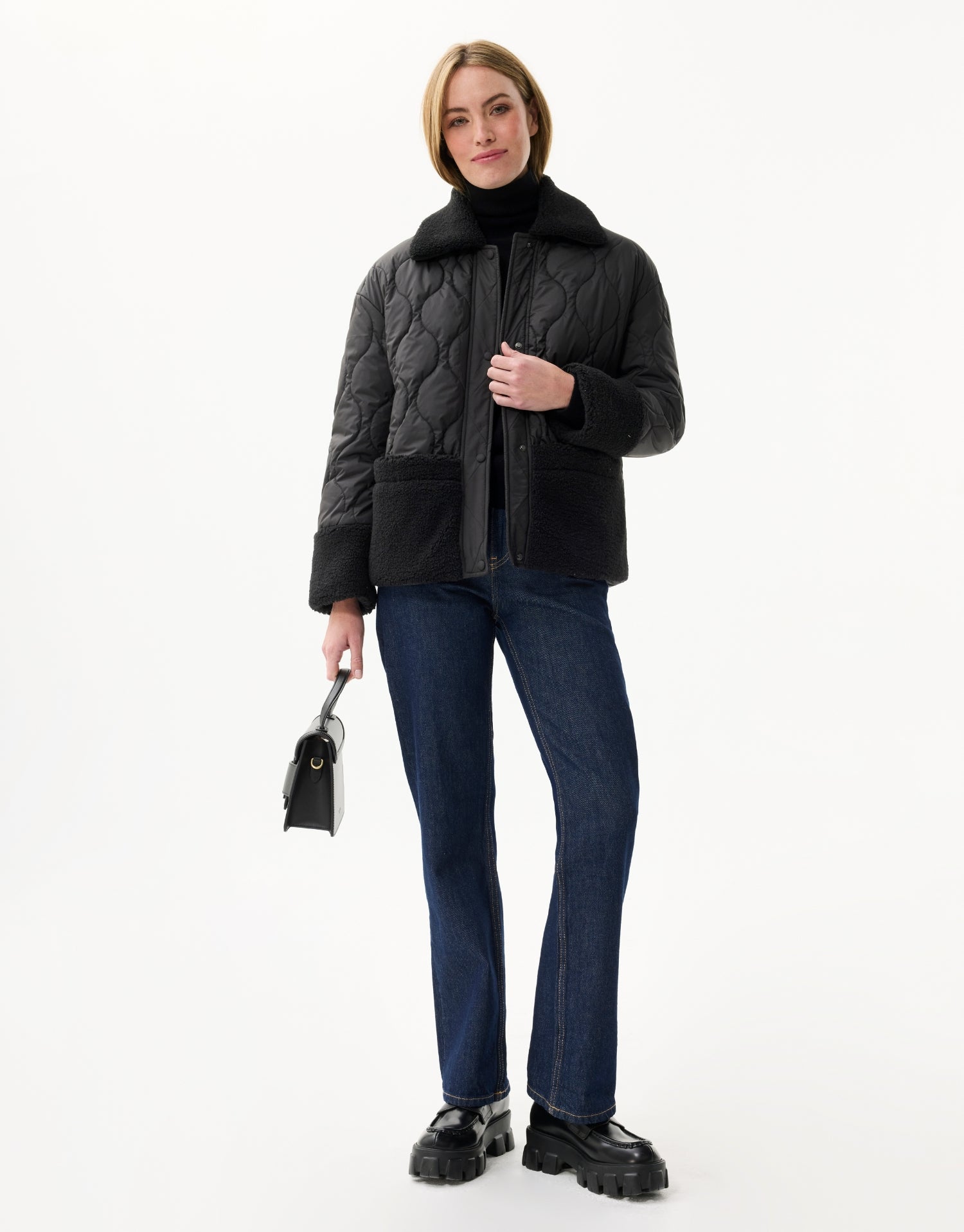 Veste matelassée à col moumoute