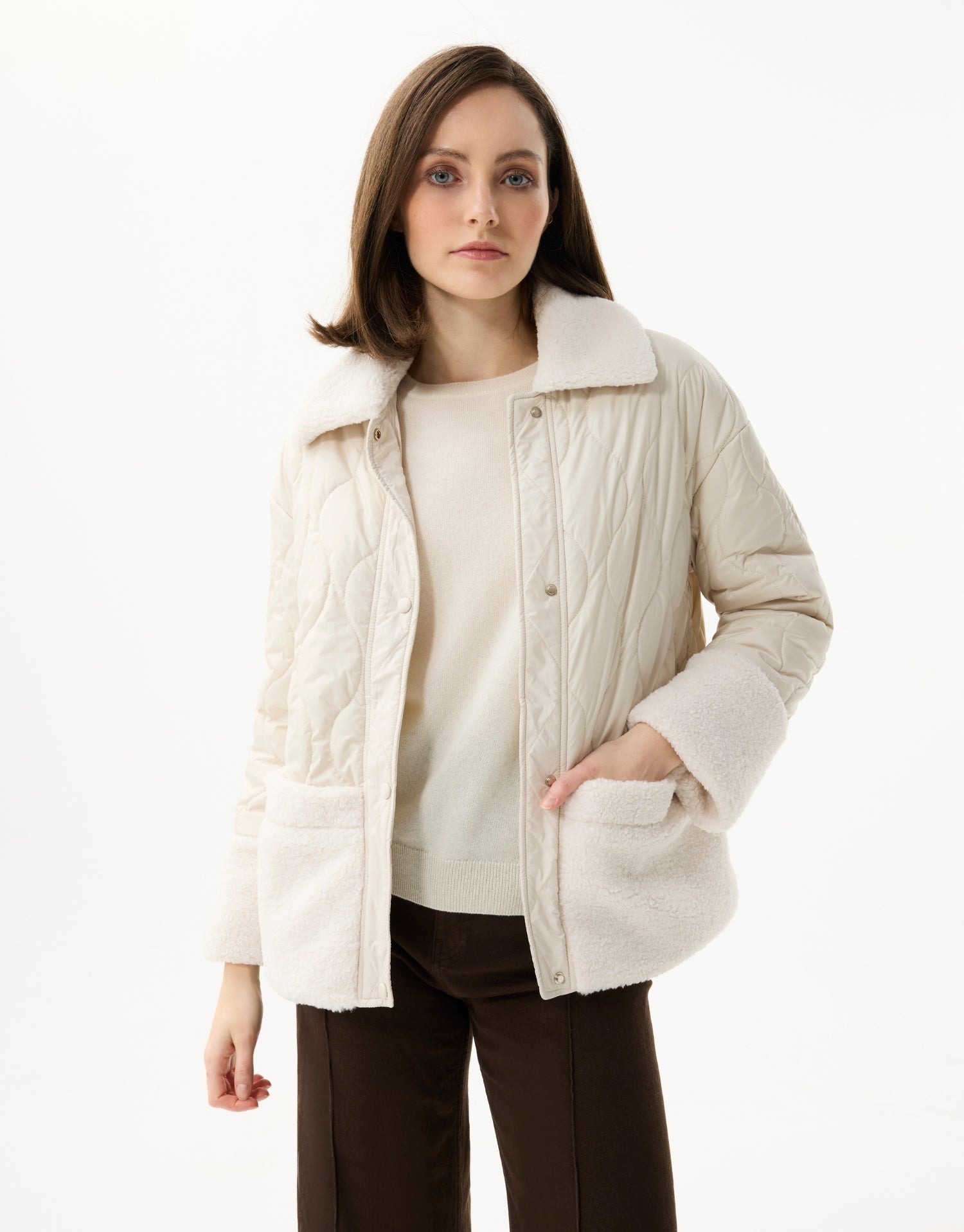 Veste matelassée à col moumoute