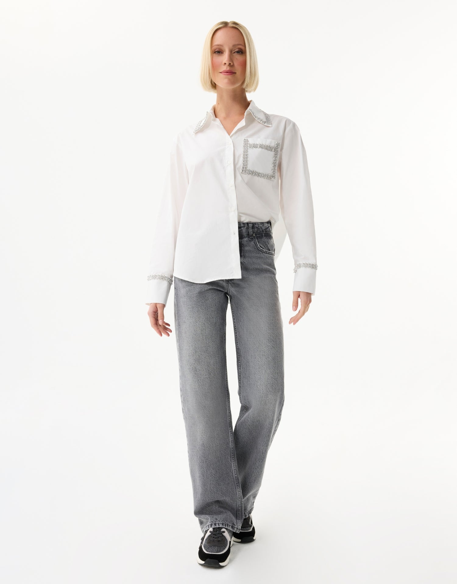 Chemise en coton à détails bijoux