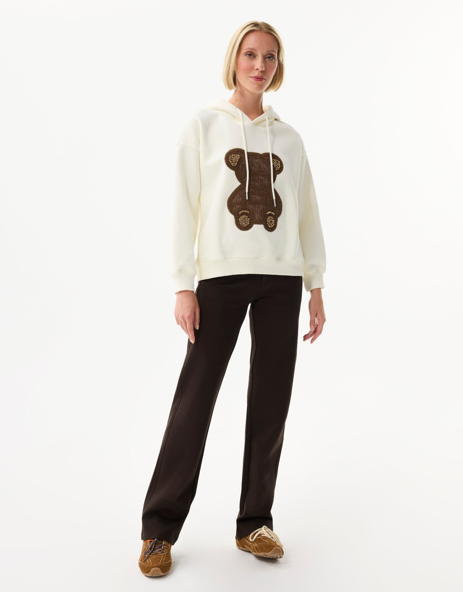 Sweat à capuche en coton avec motif ourson