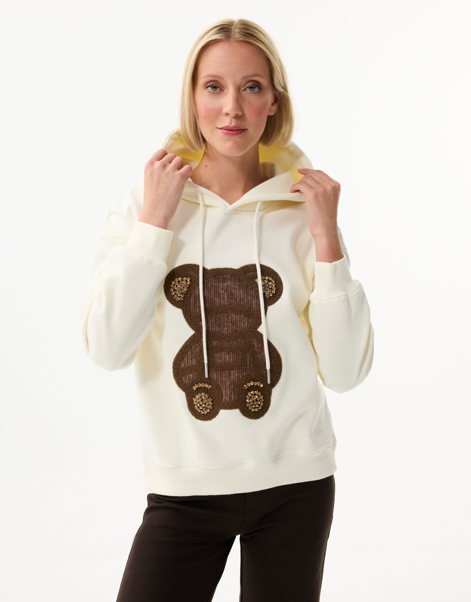 Sweat à capuche en coton avec motif ourson