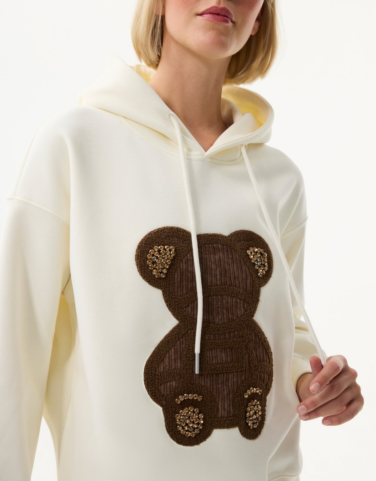 Sweat à capuche en coton avec motif ourson