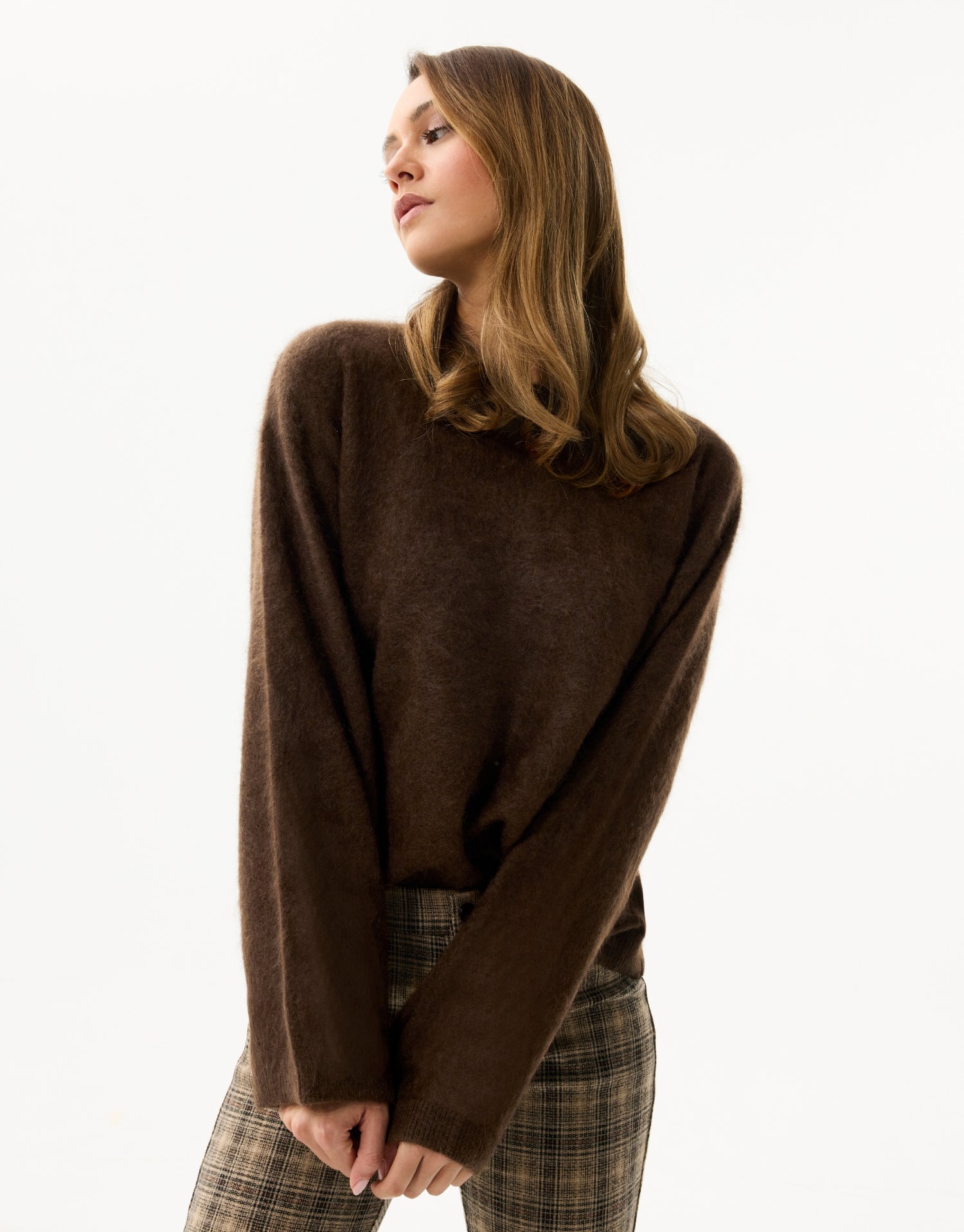 Pull en yak et cachemire marron