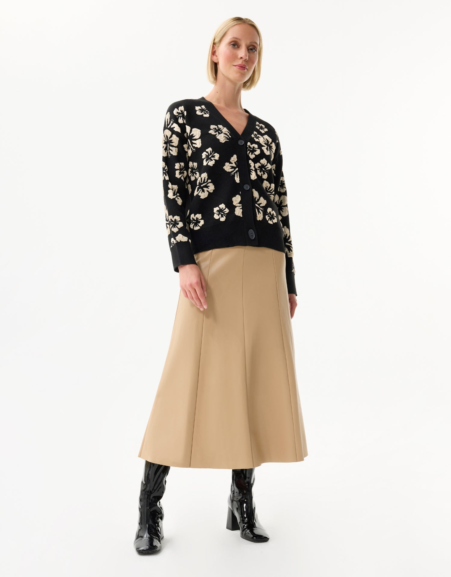 Black and beige floral cardigan