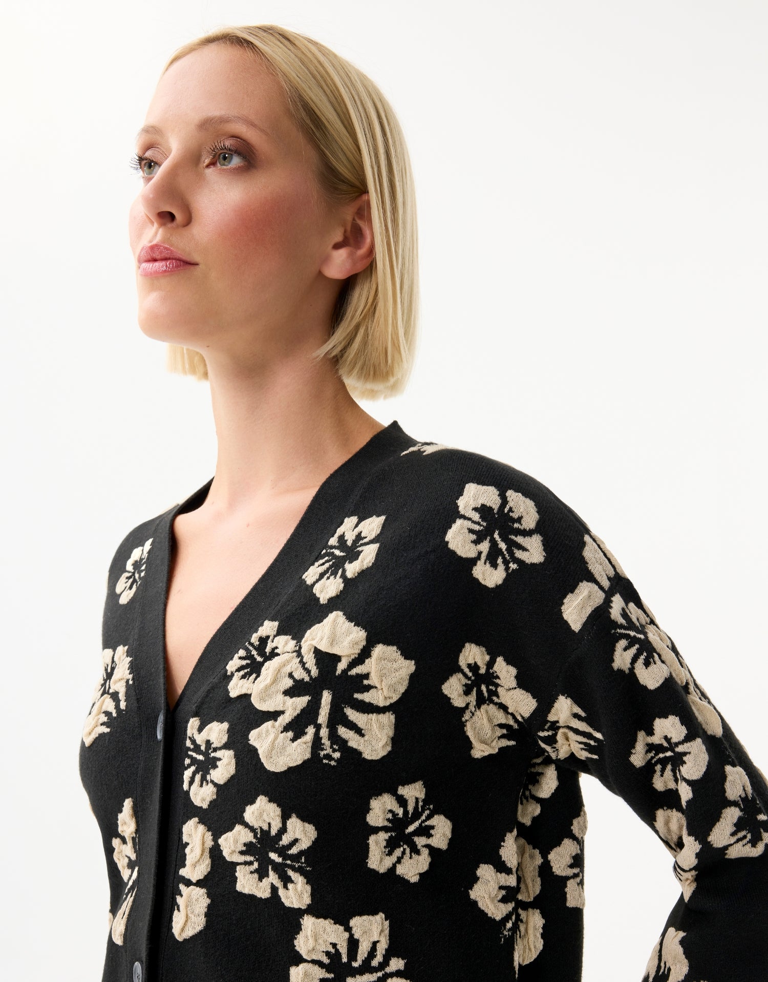 Black and beige floral cardigan