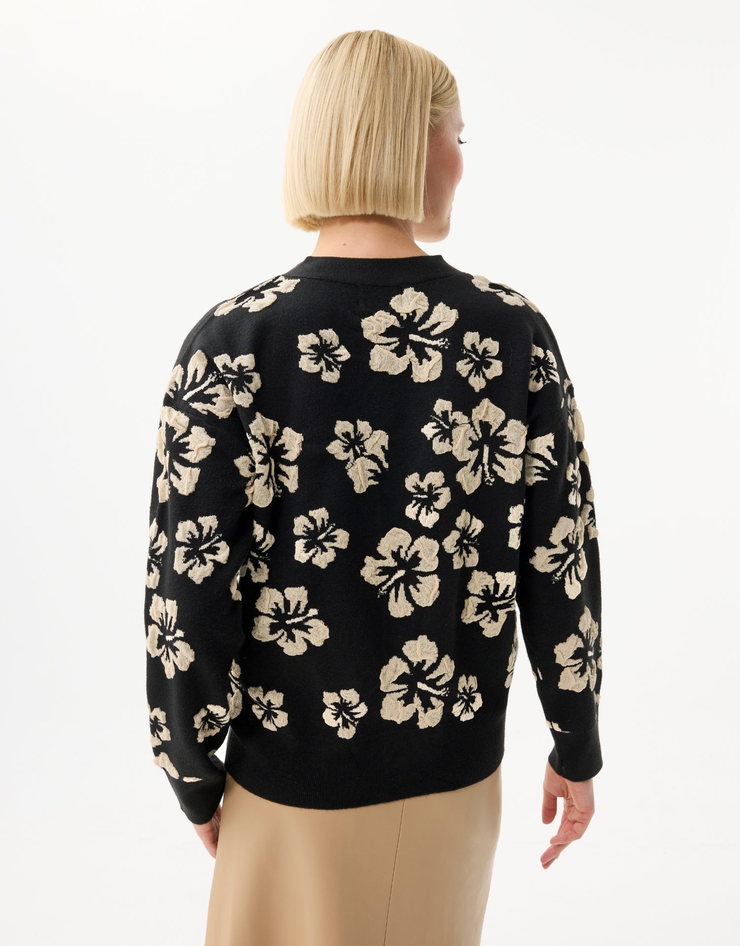 Black and beige floral cardigan