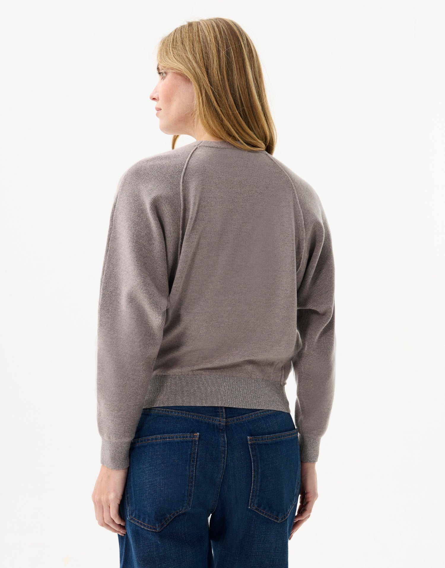Pull détail lurex gris