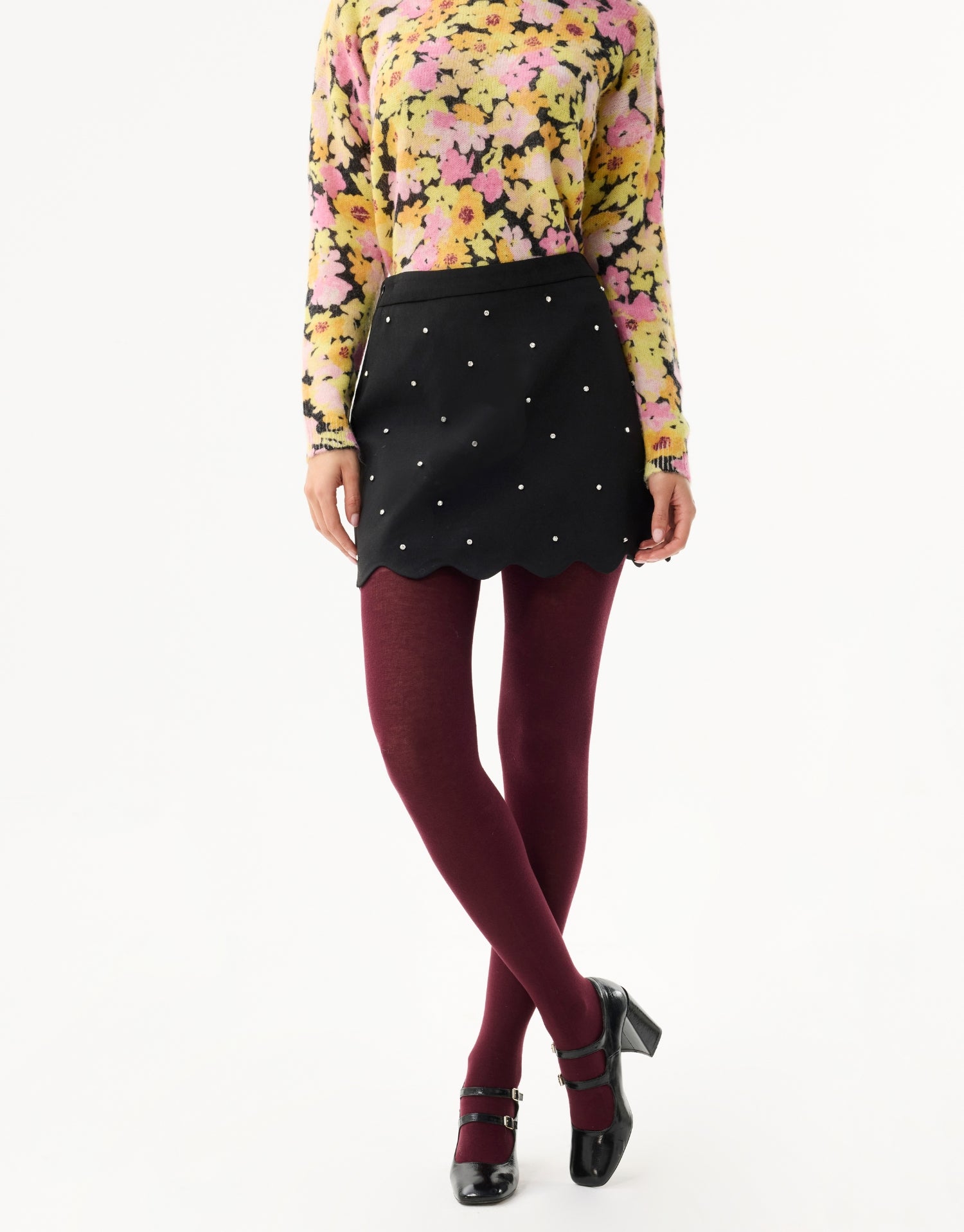 Jupe courte noire à strass