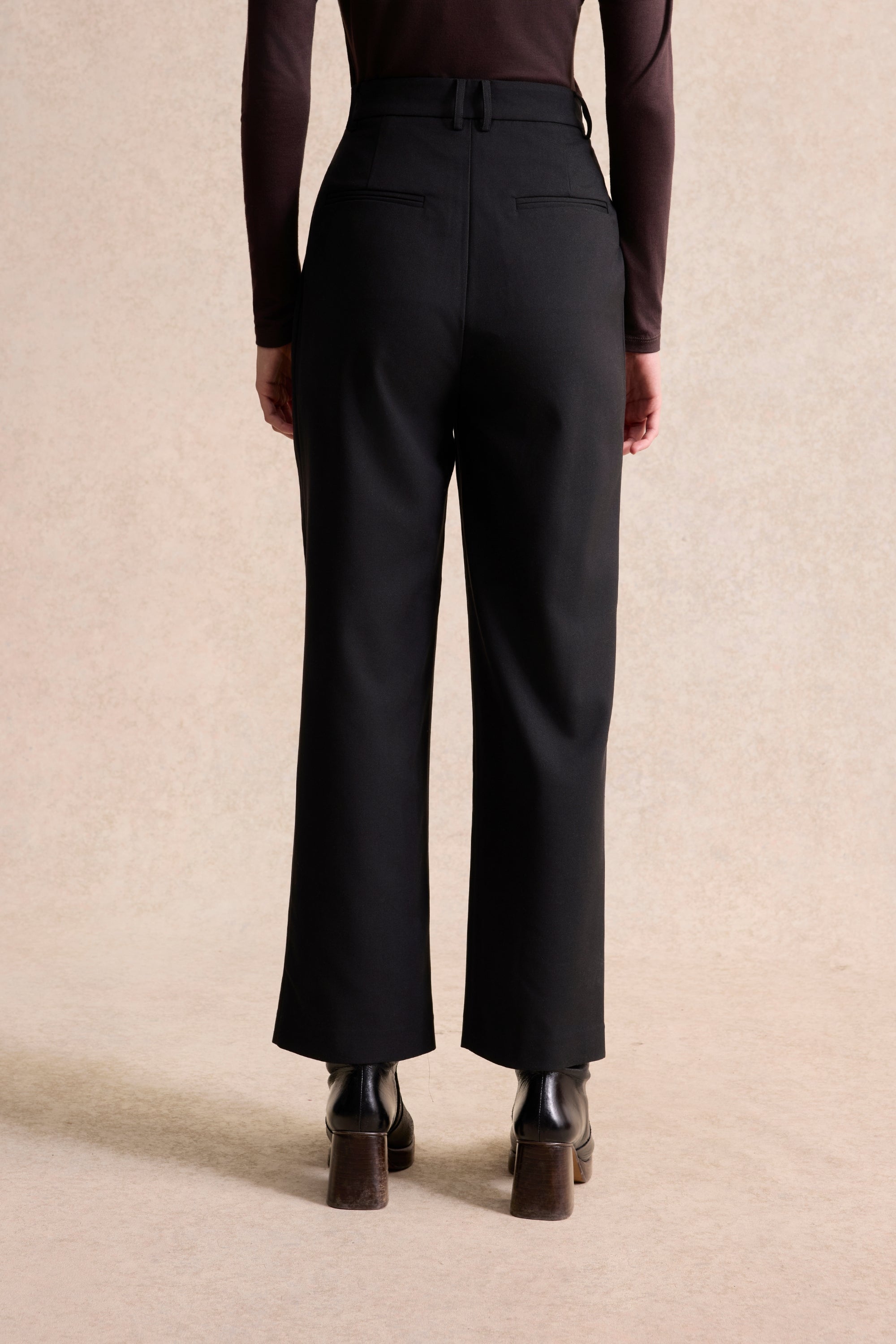 Pantalon droit taille haute noir