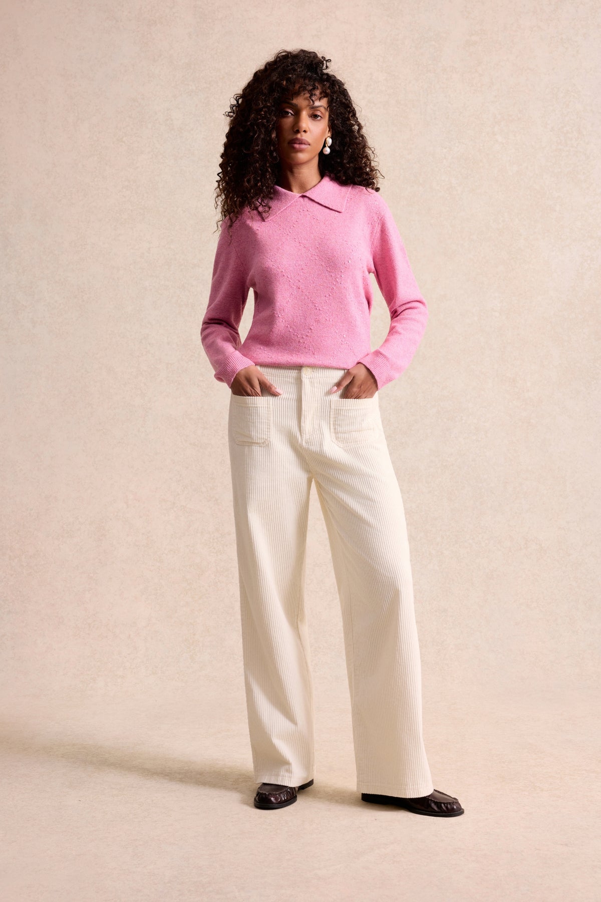 Pantalon en velours 100% coton écru