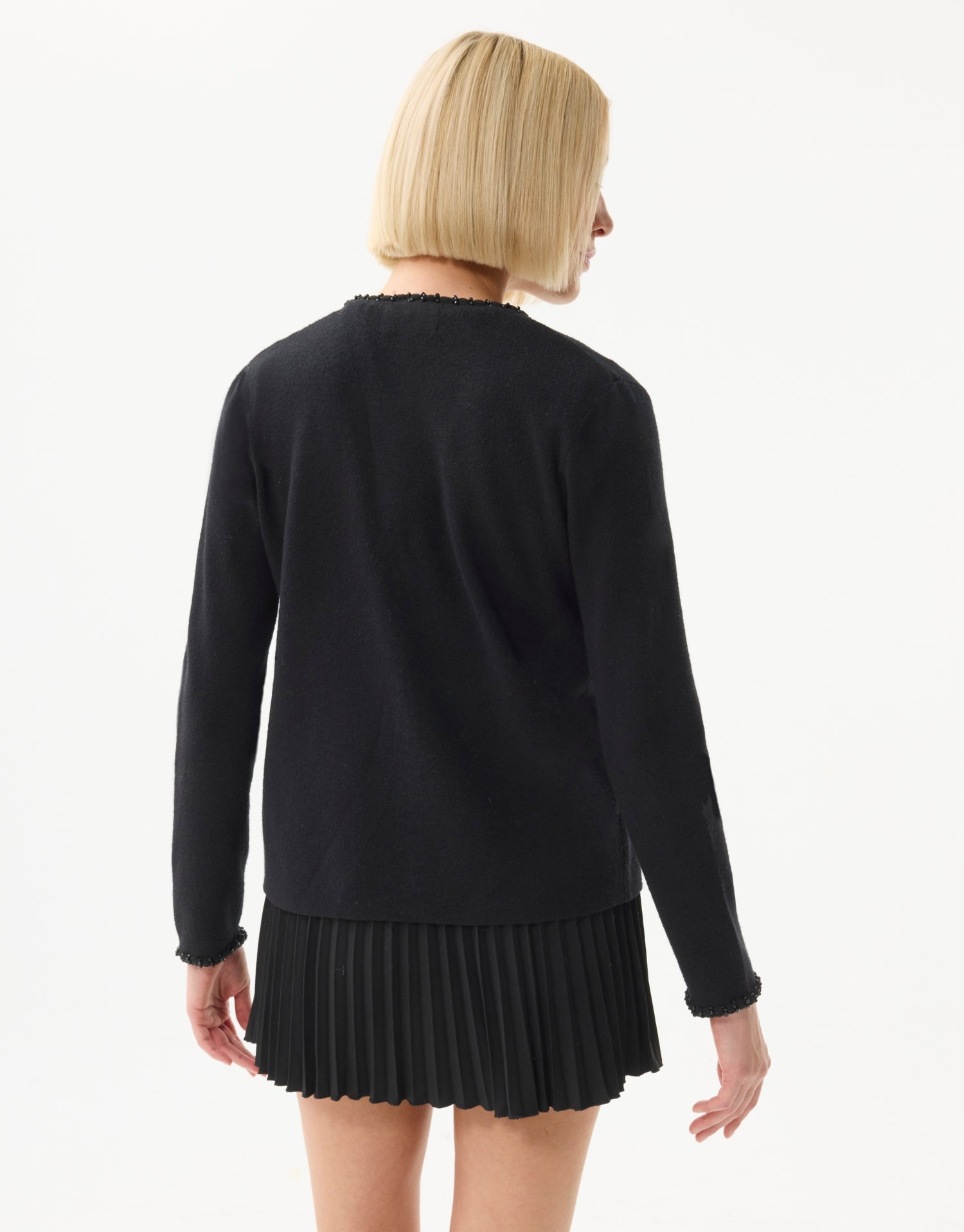 Twin-set en maille avec perles noir