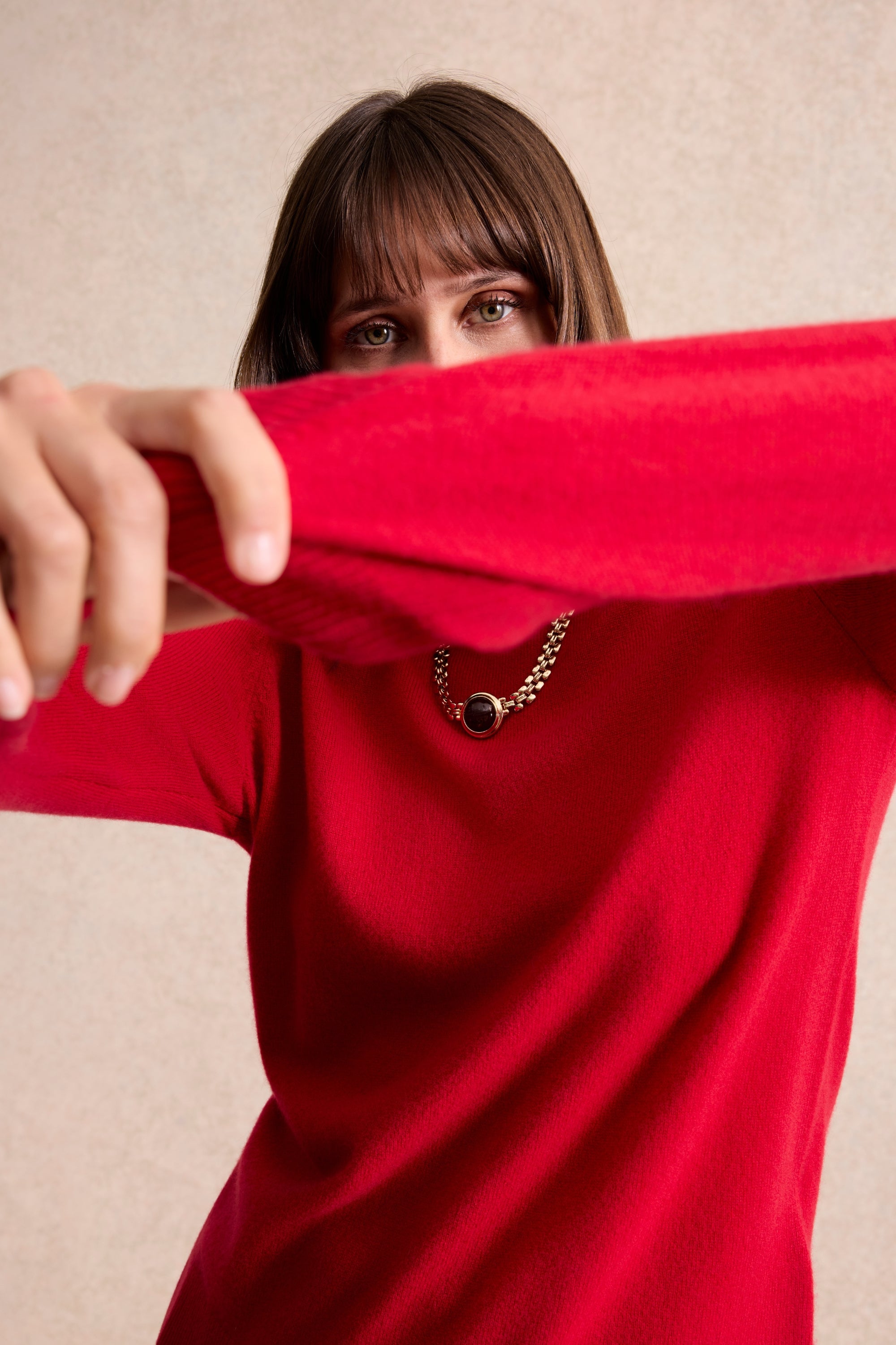Pull cachemire coloré rouge
