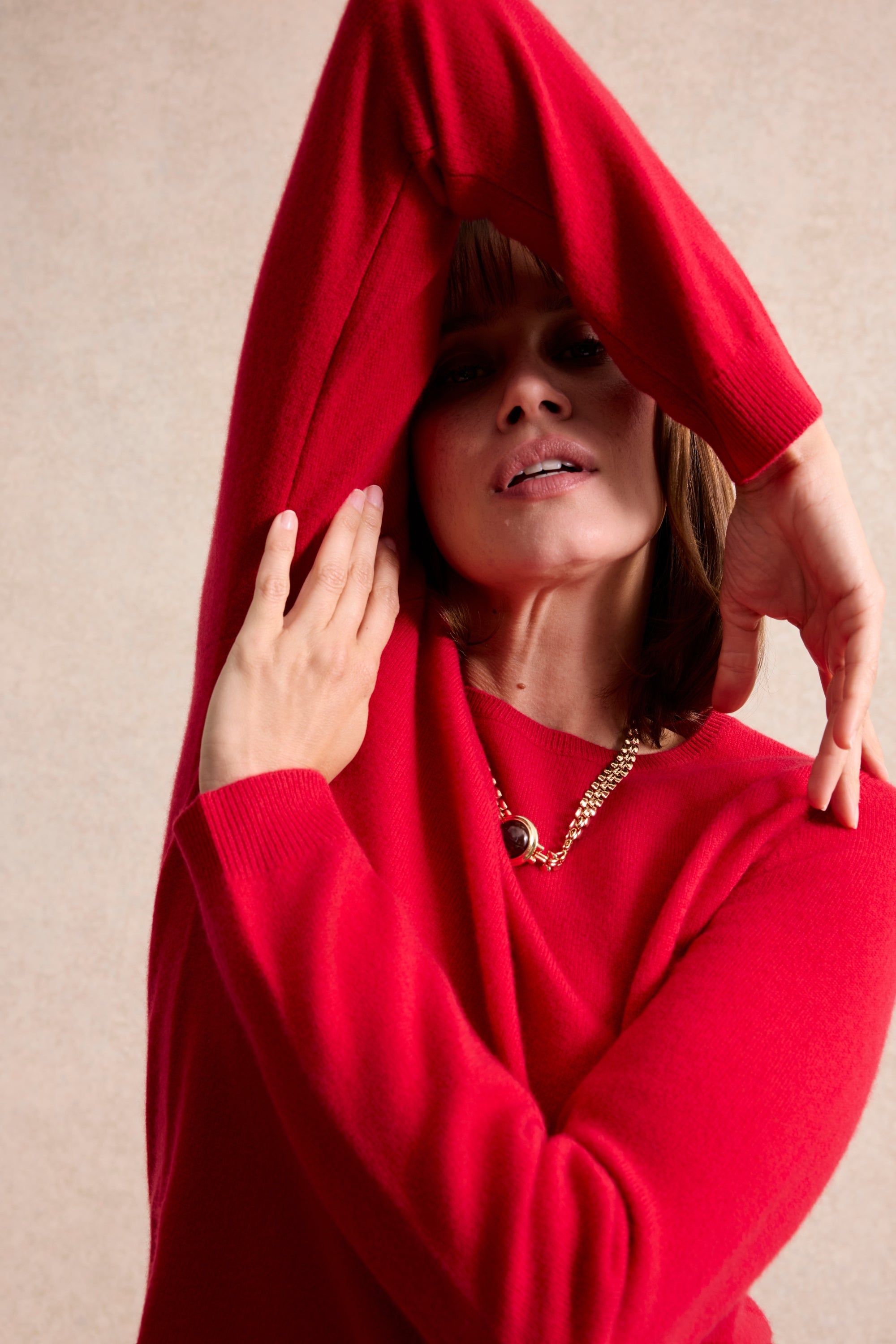 Pull cachemire coloré rouge