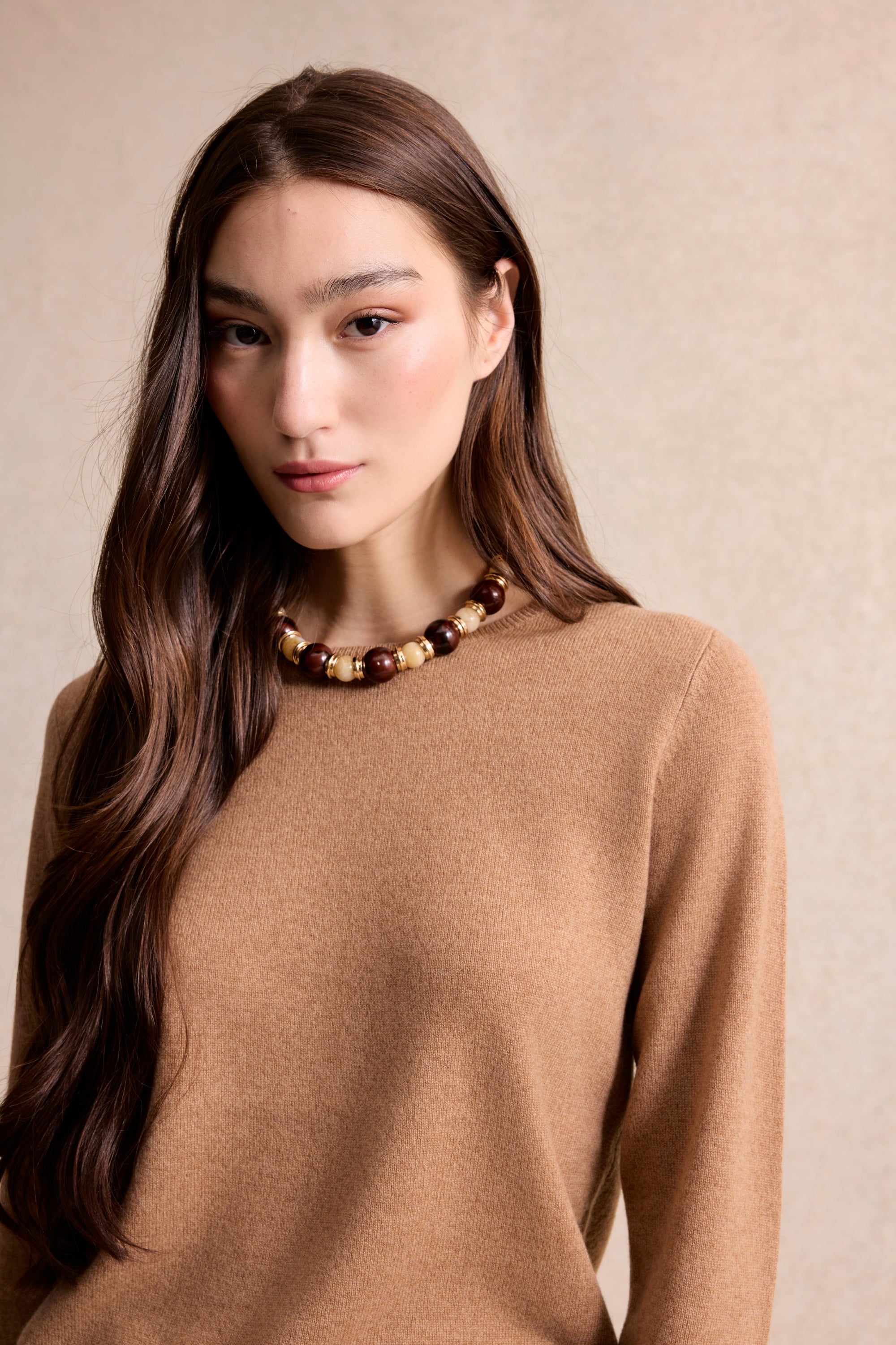 Pull cachemire coloré camel