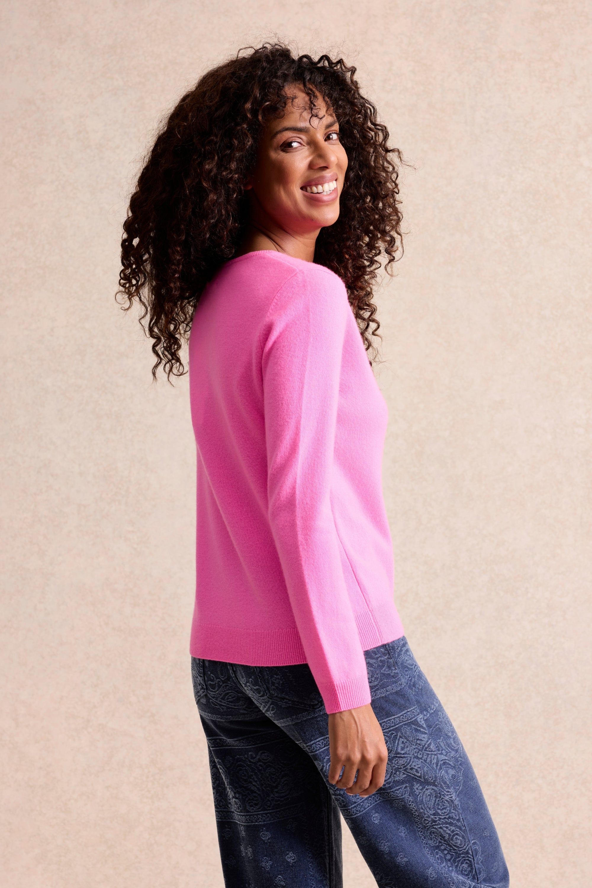 Pull cachemire coloré rose