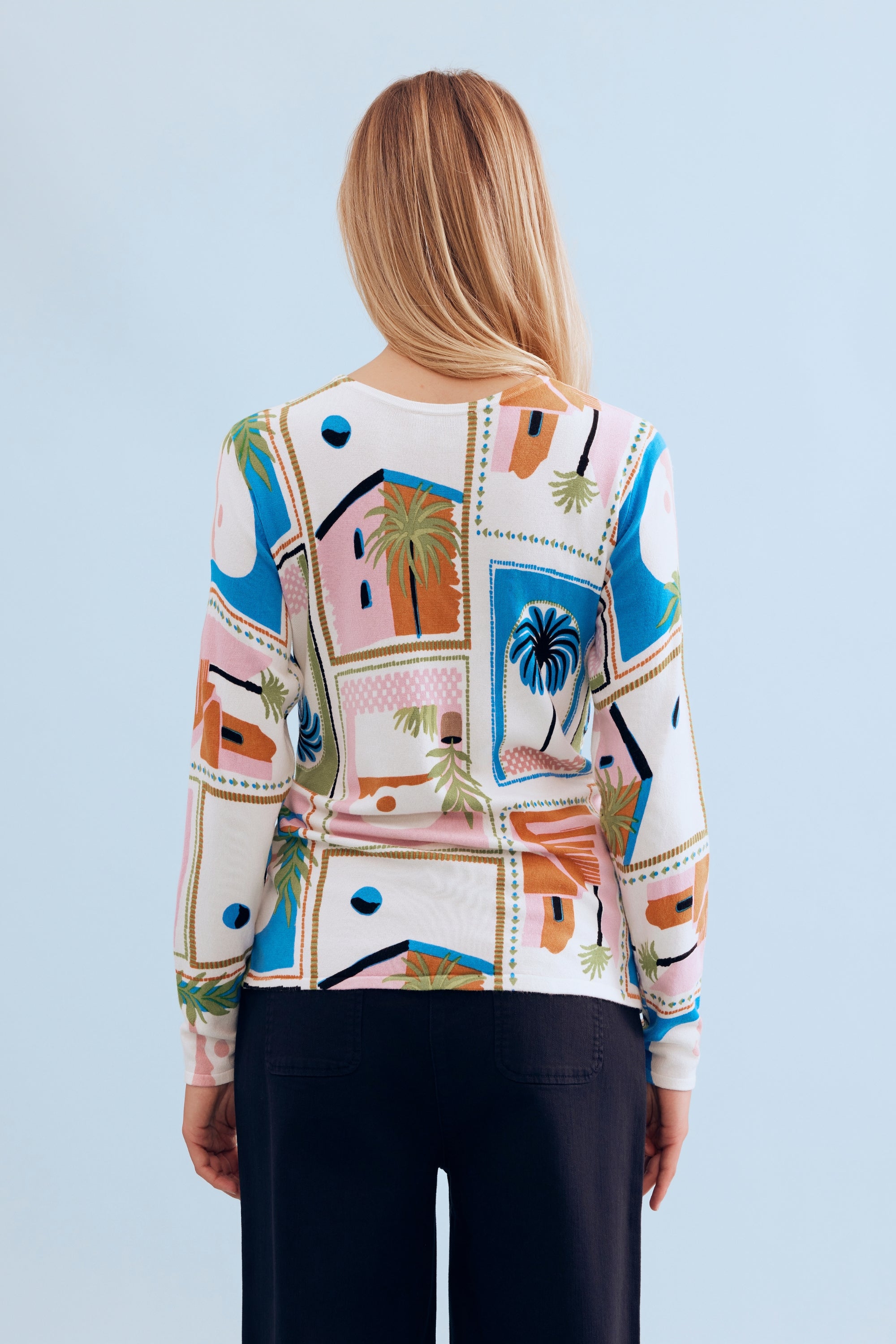 Pull imprimé graphique multicolore