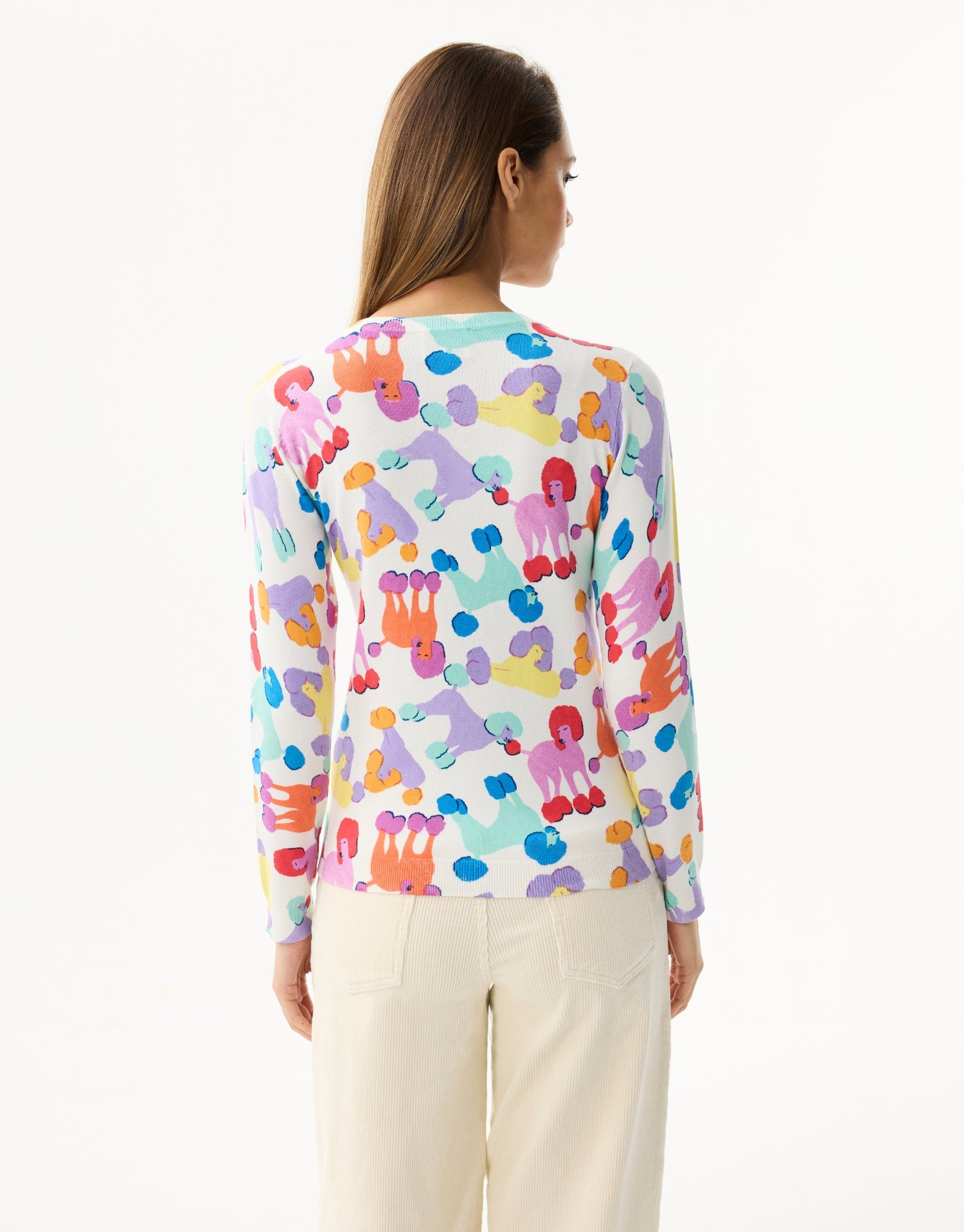 Pull col V imprimé multicolore