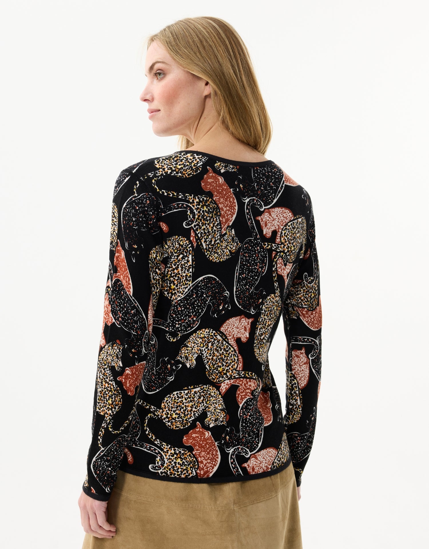 Pull col V imprimé léopard