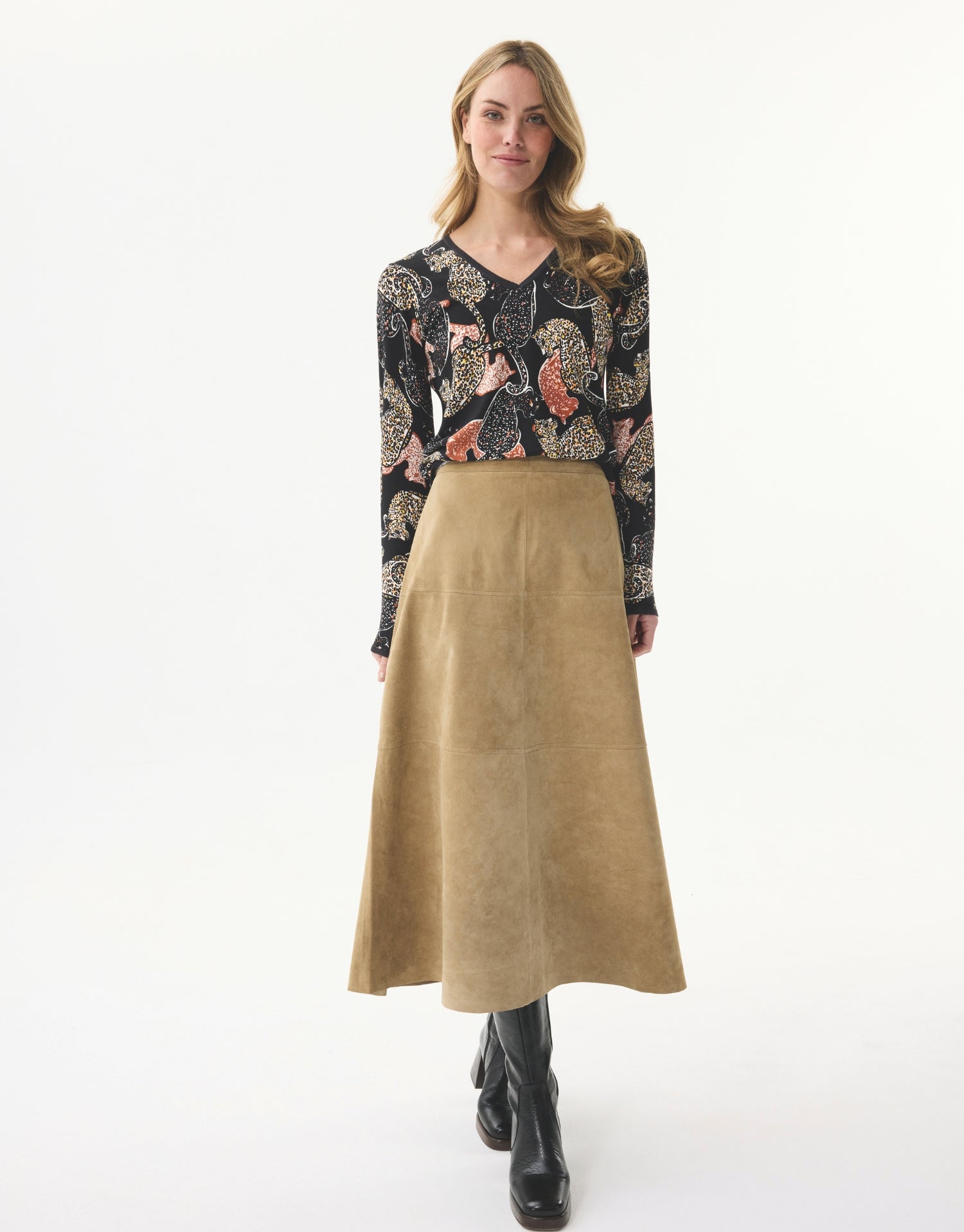 Pull col V imprimé léopard