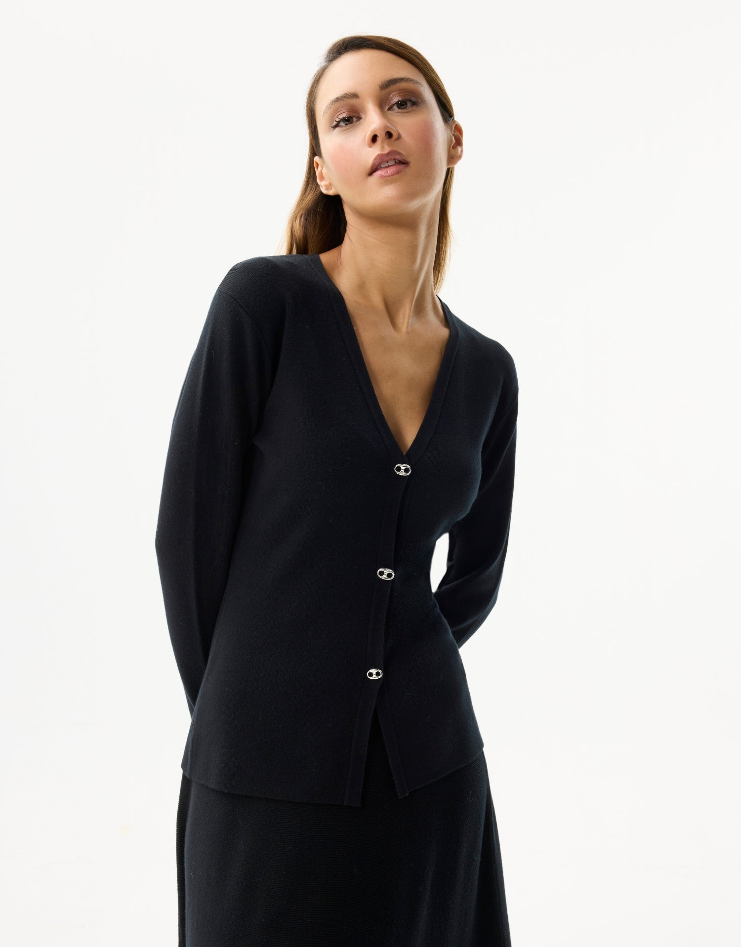 Cardigan chic col V noir