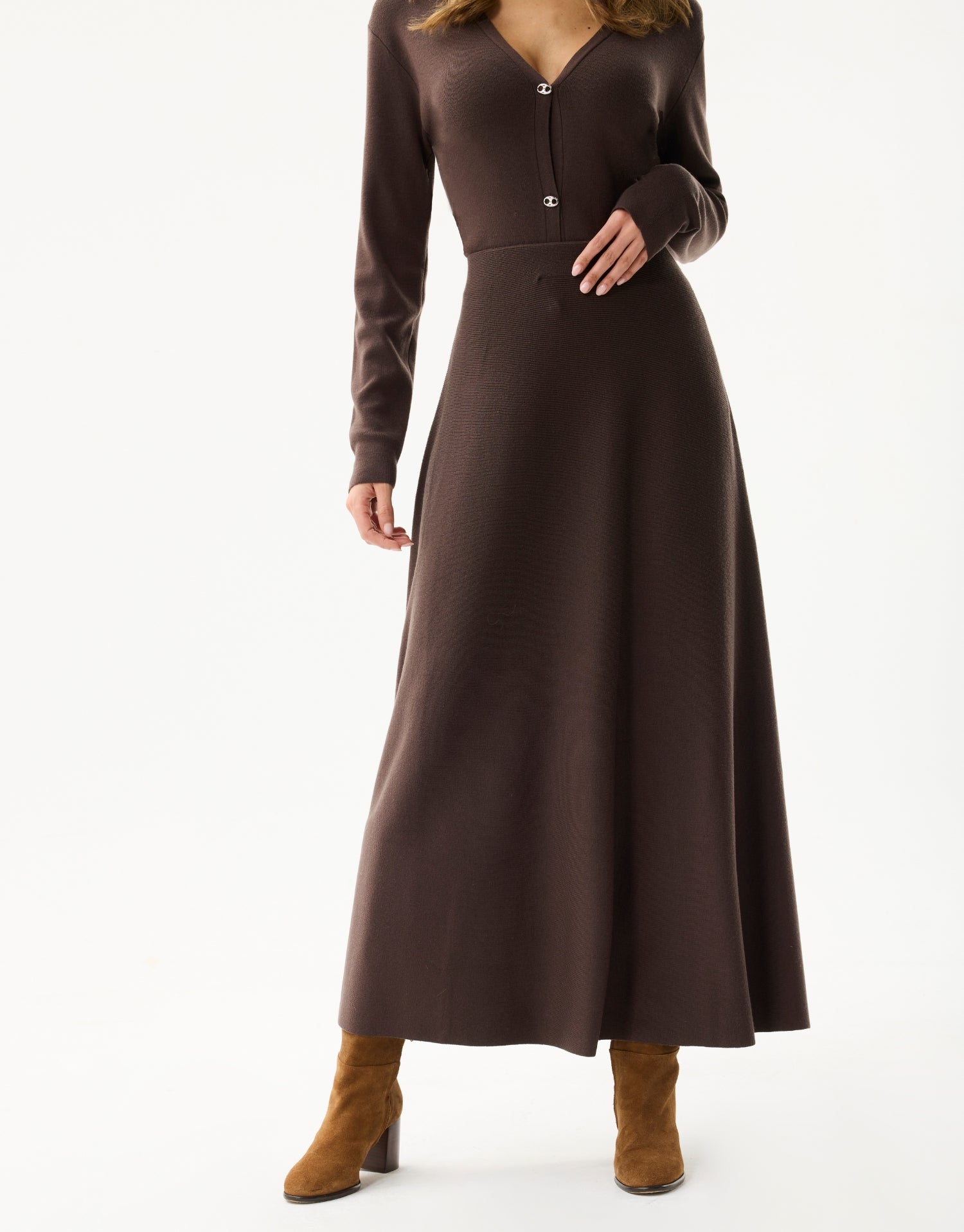 Jupe longue fluide marron