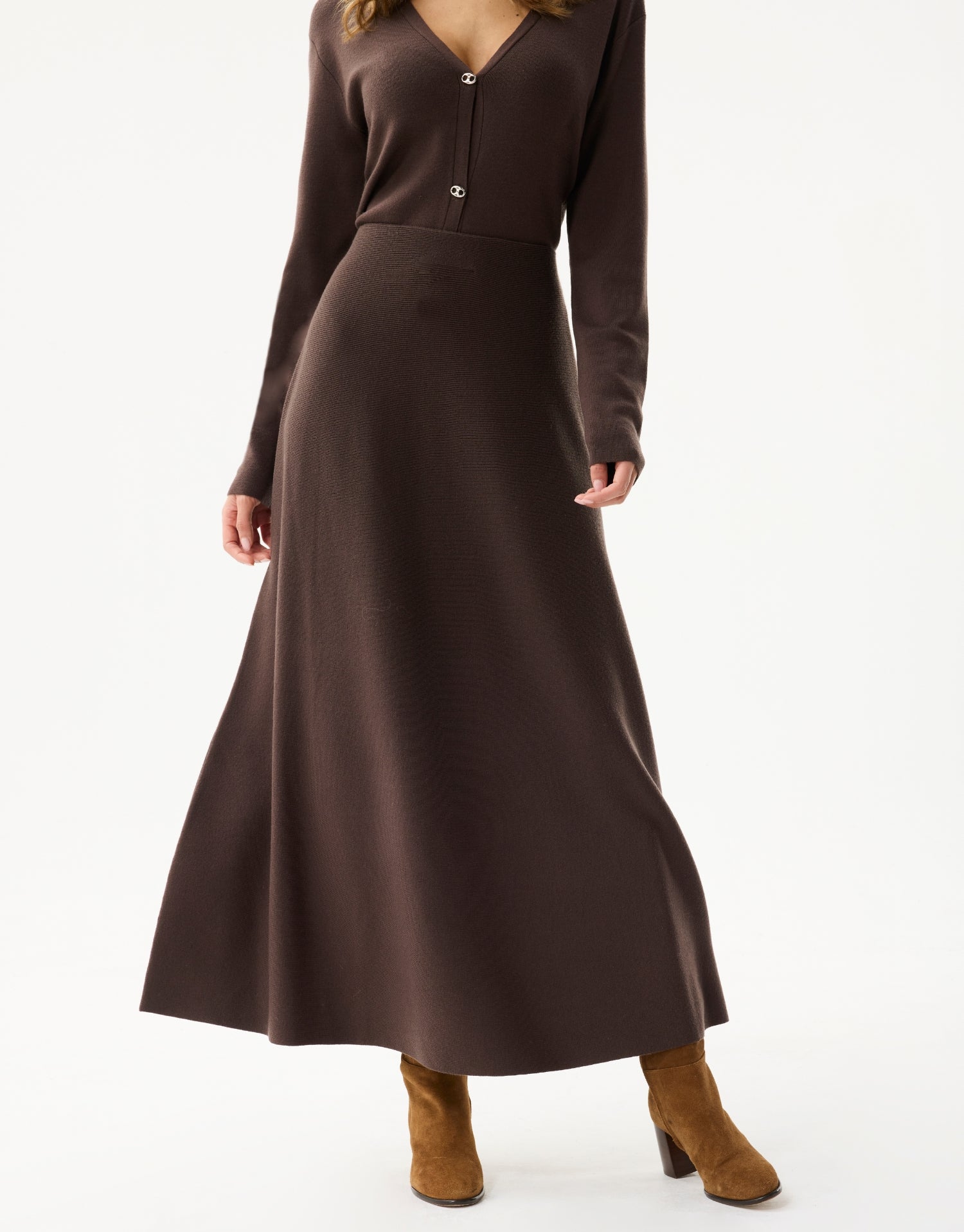 Jupe longue fluide marron