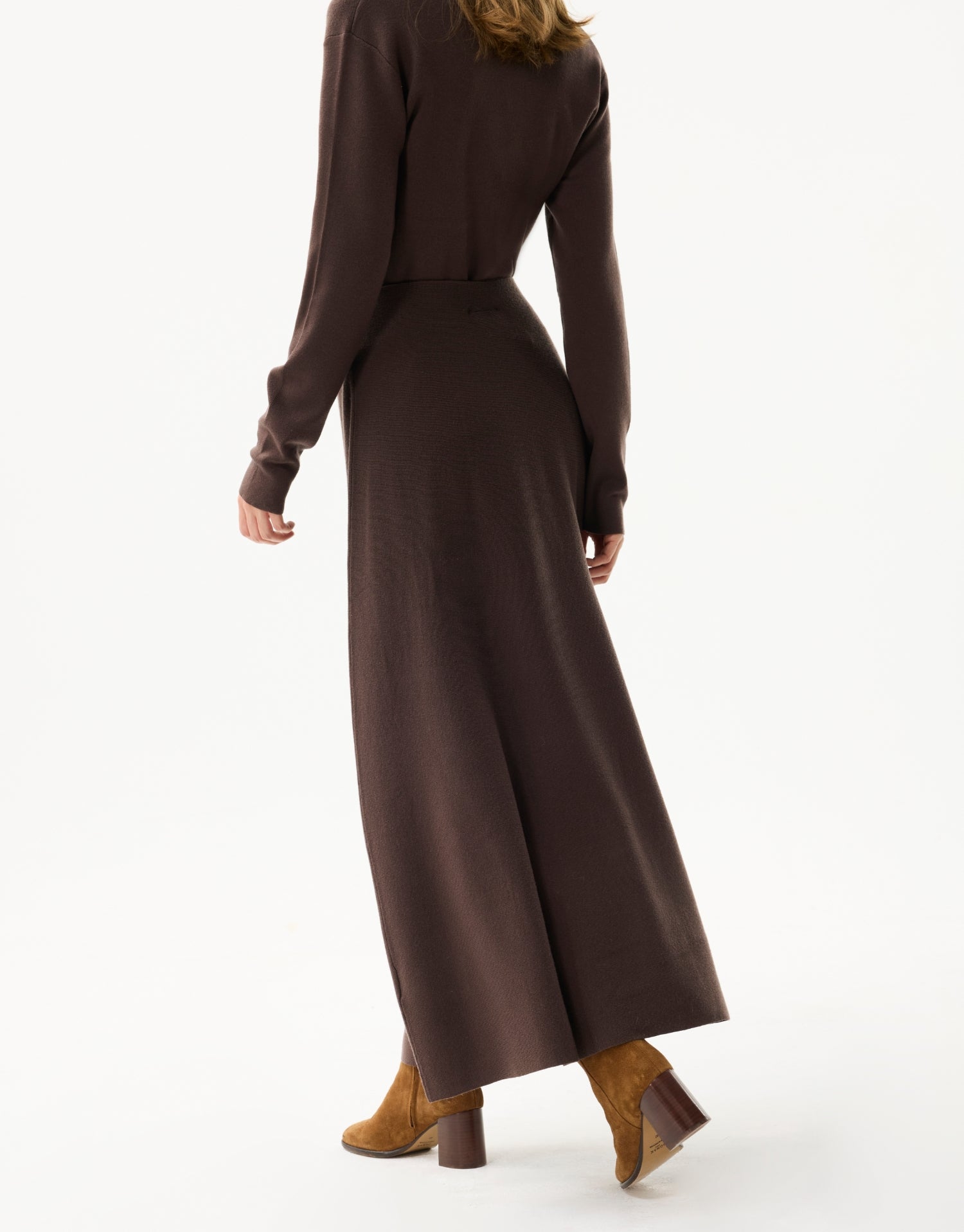 Jupe longue fluide marron