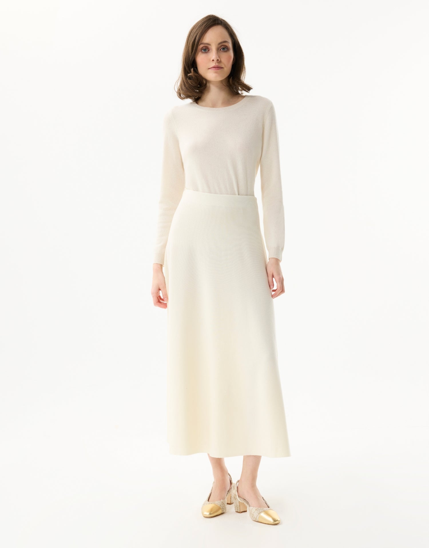 Jupe longue fluide écru