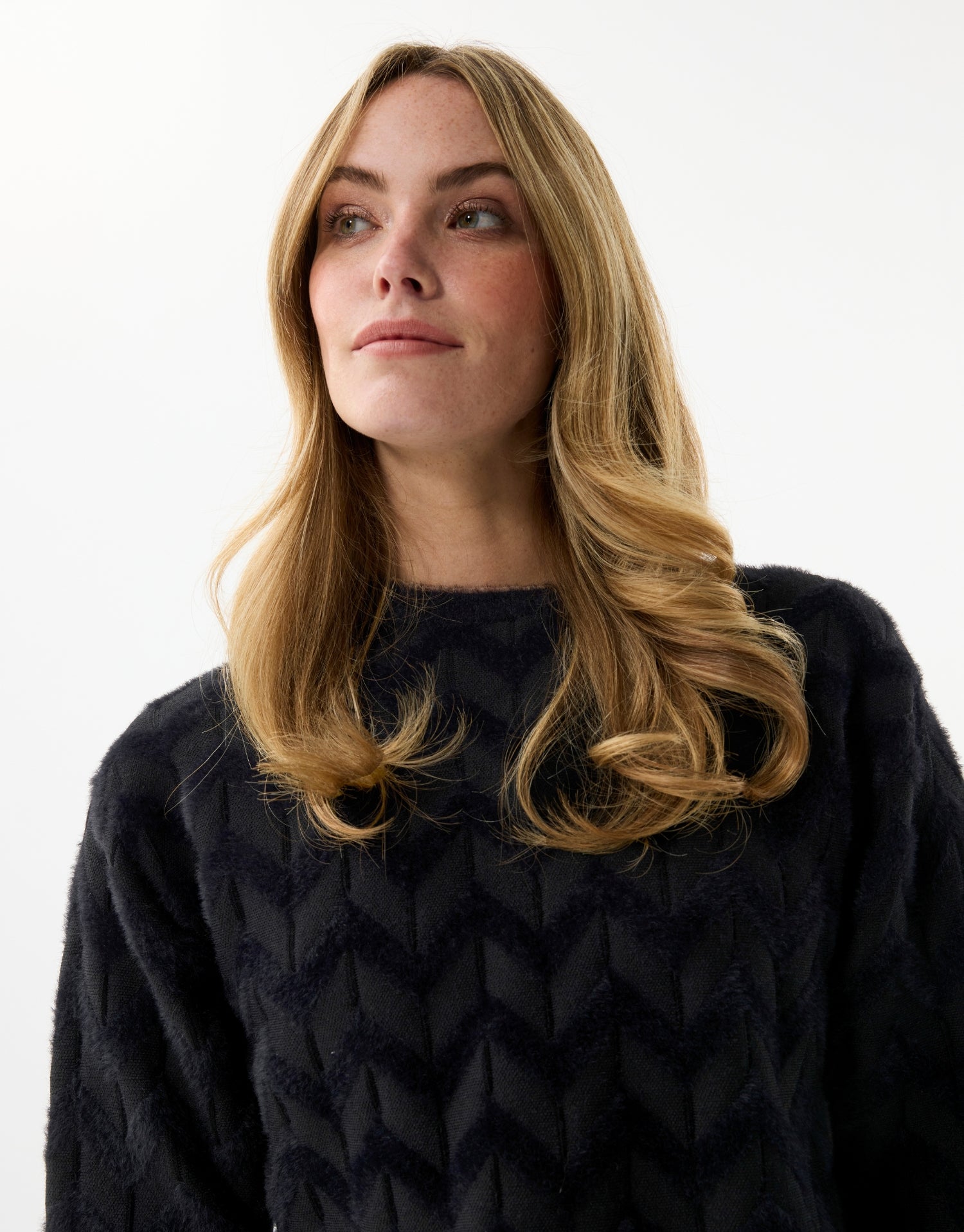 Pull texturé motif chevrons