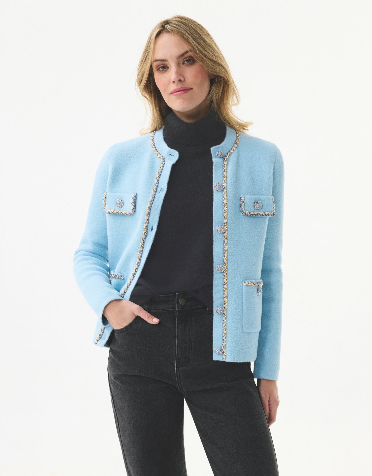 Cardigan à détails dorés