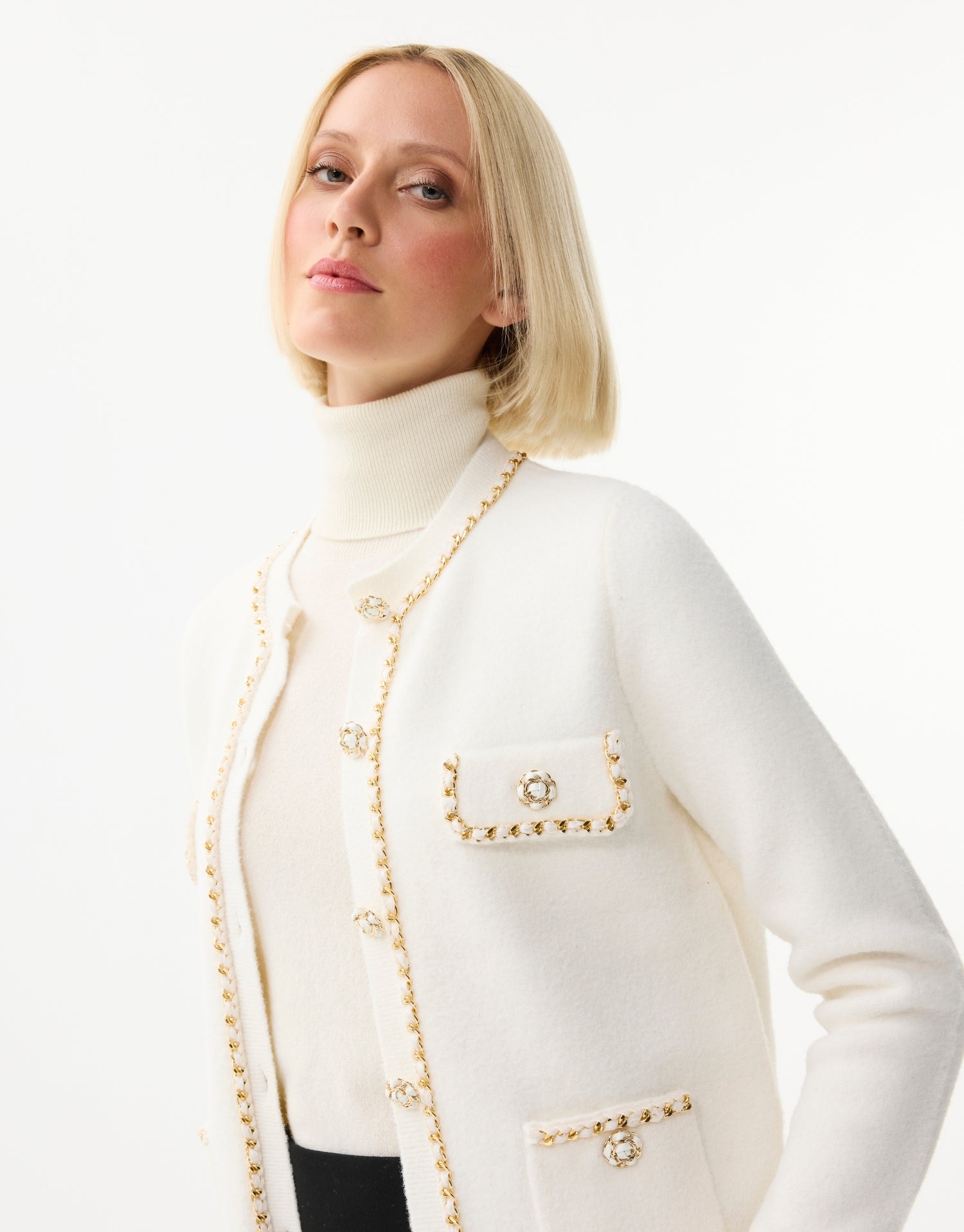 Cardigan à détails dorés