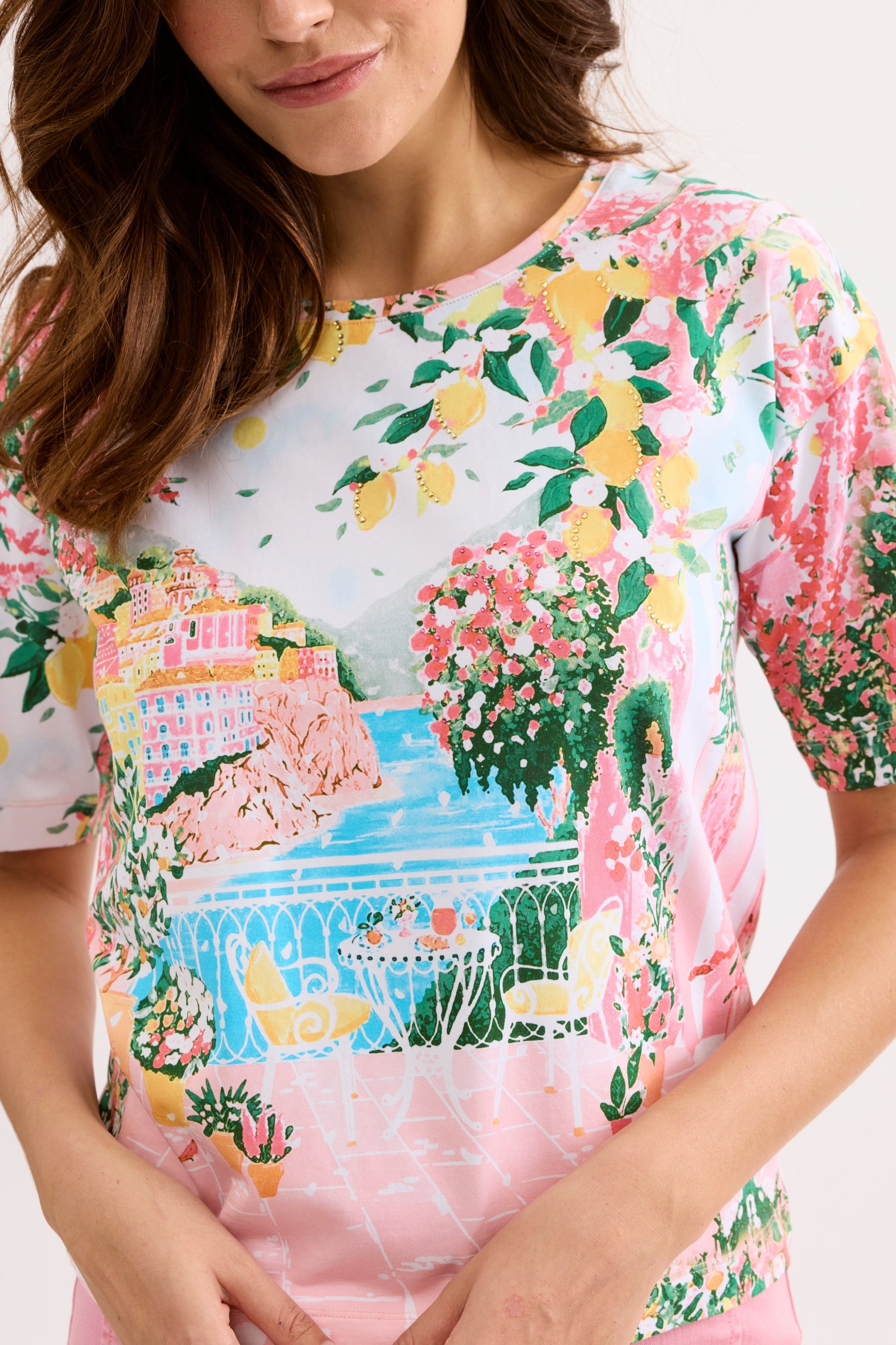 T-shirt imprimé paysage pastel